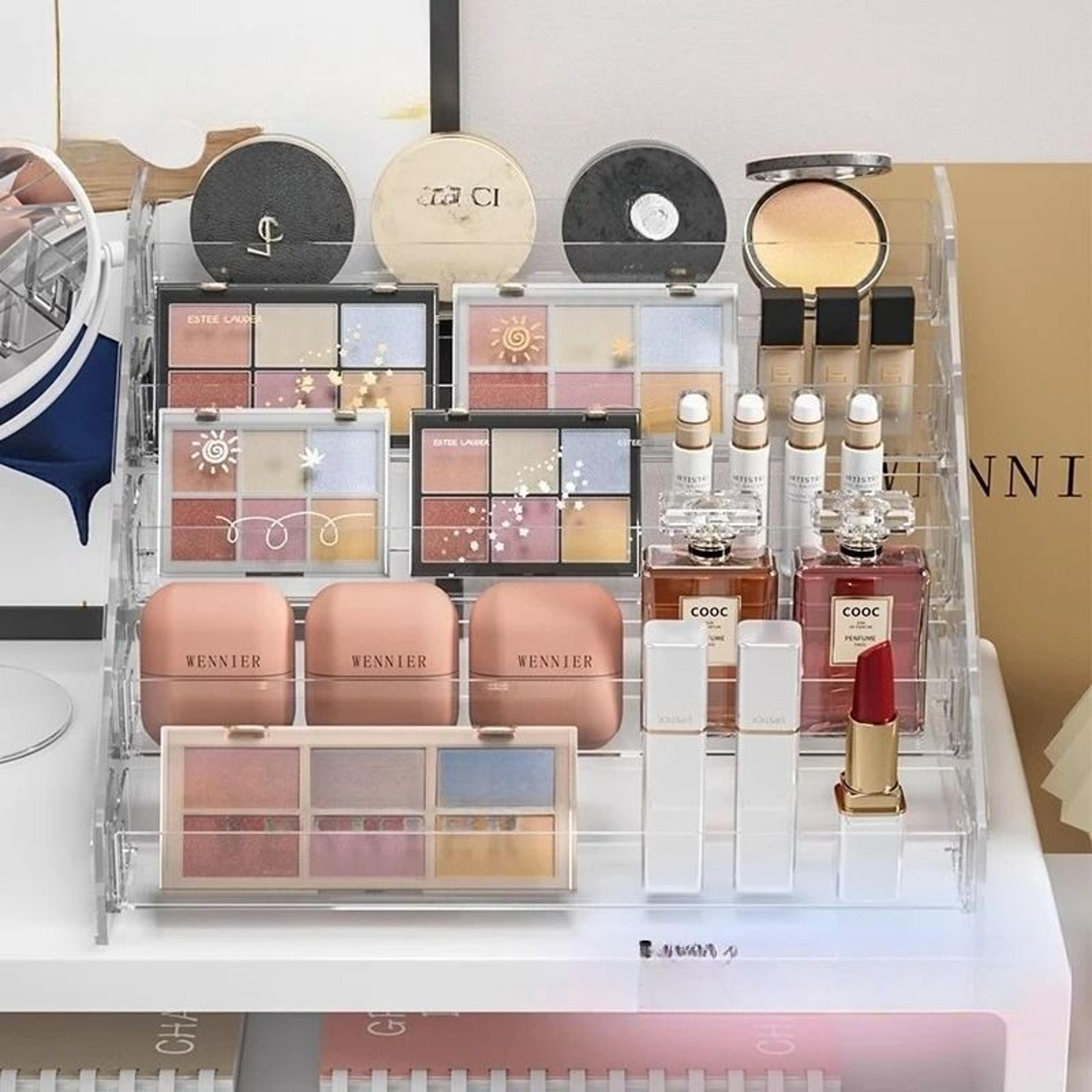 Clear Cosmetic Space Saving Display Stand For Makeup And Palettes 1