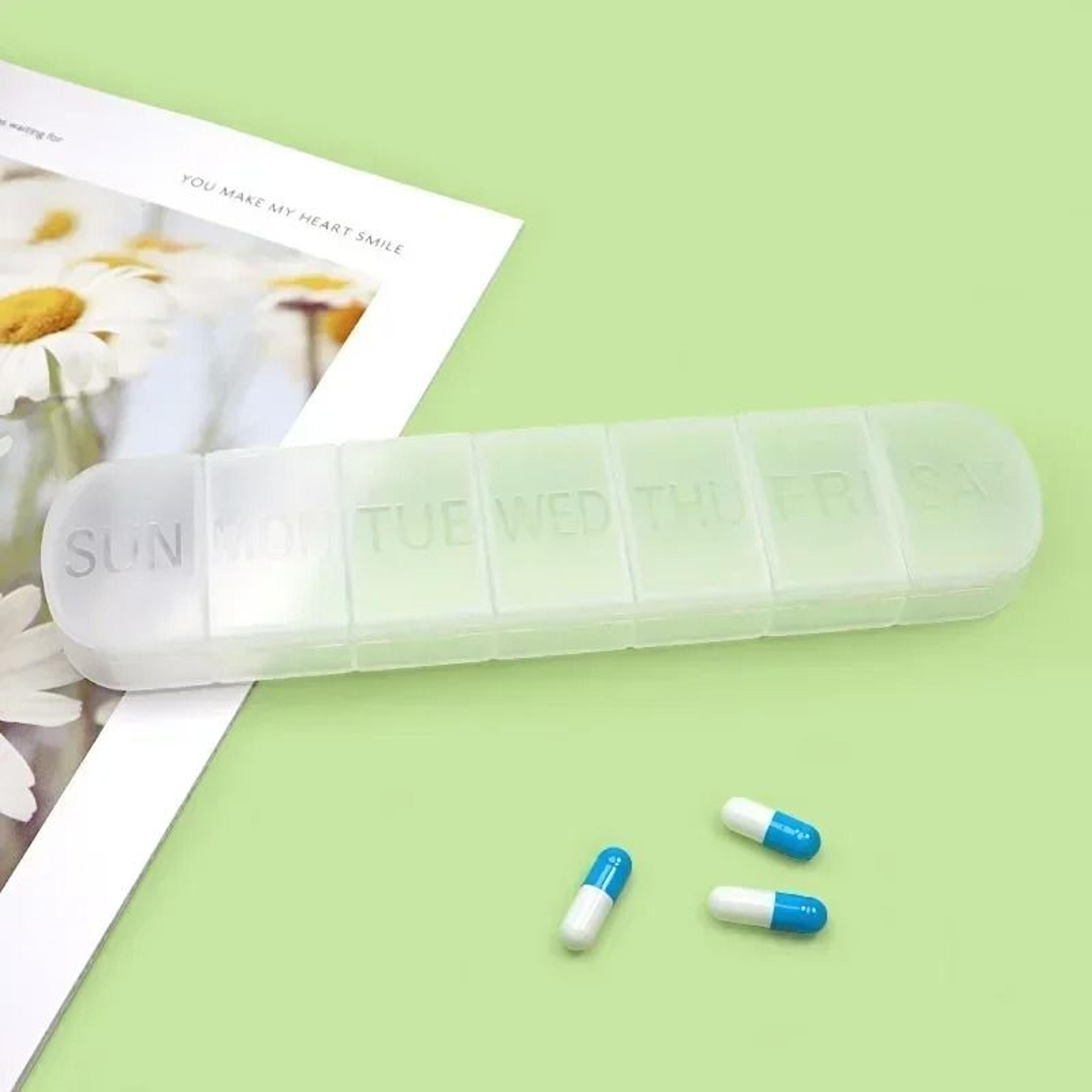 Weekly Medicine Box Mini Portable 7 Grid Pill Organizer Case 2