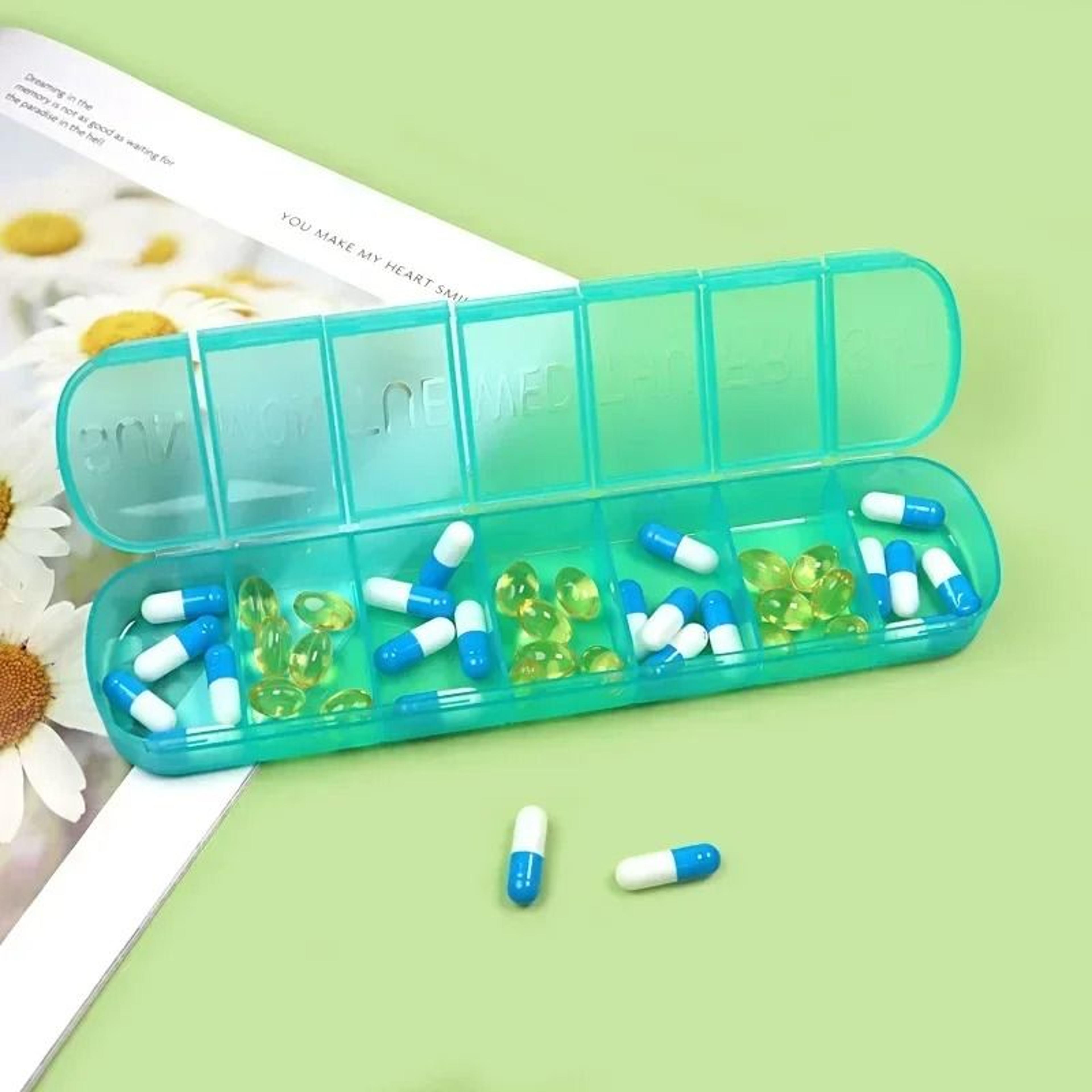 Weekly Medicine Box Mini Portable 7 Grid Pill Organizer Case 7