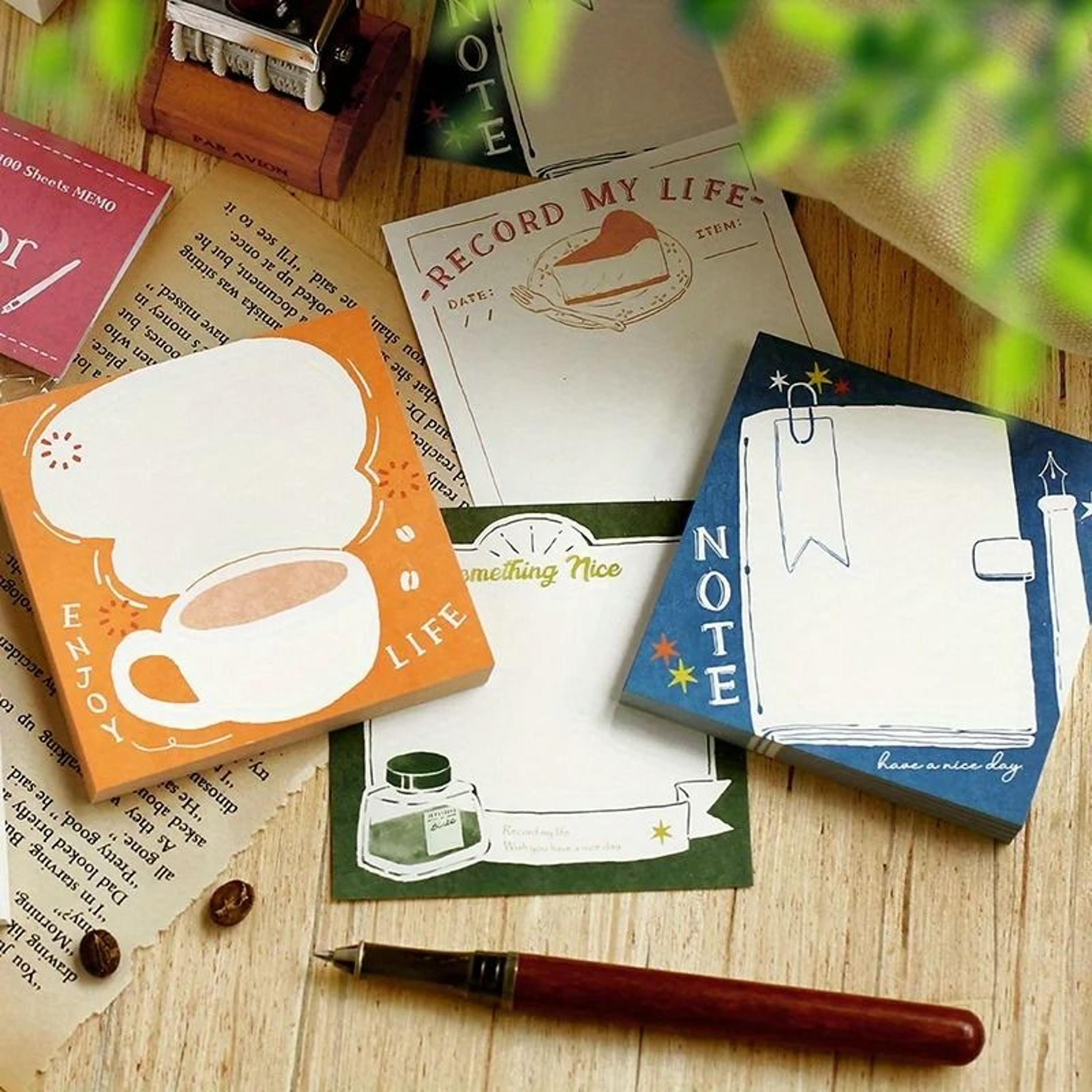 100pcs Fresh And Artistic Watercolor Handdrawn Stationery Note Paper 0