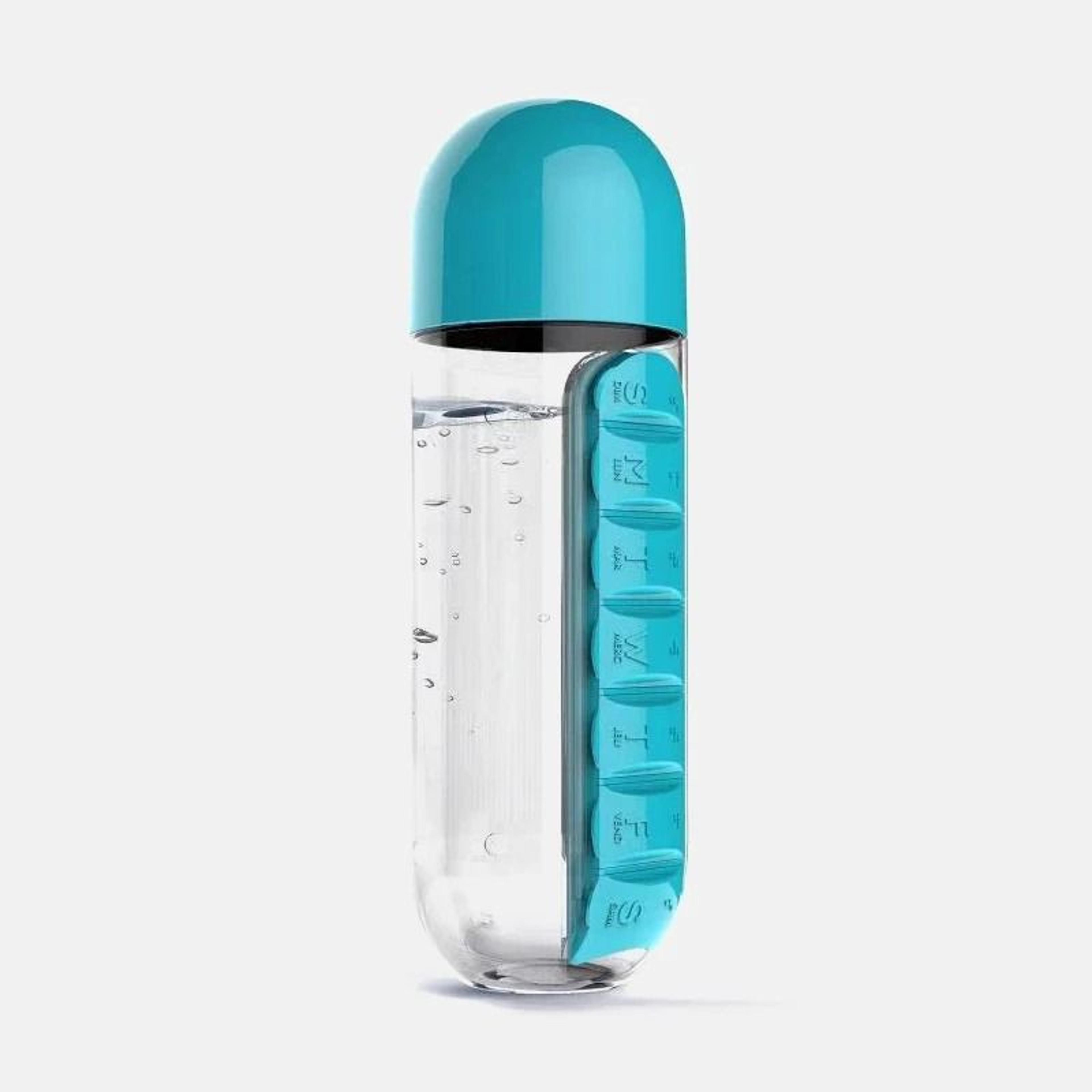 2 In 1 600ml Water Bottle With 7Day Pill Organizer 9