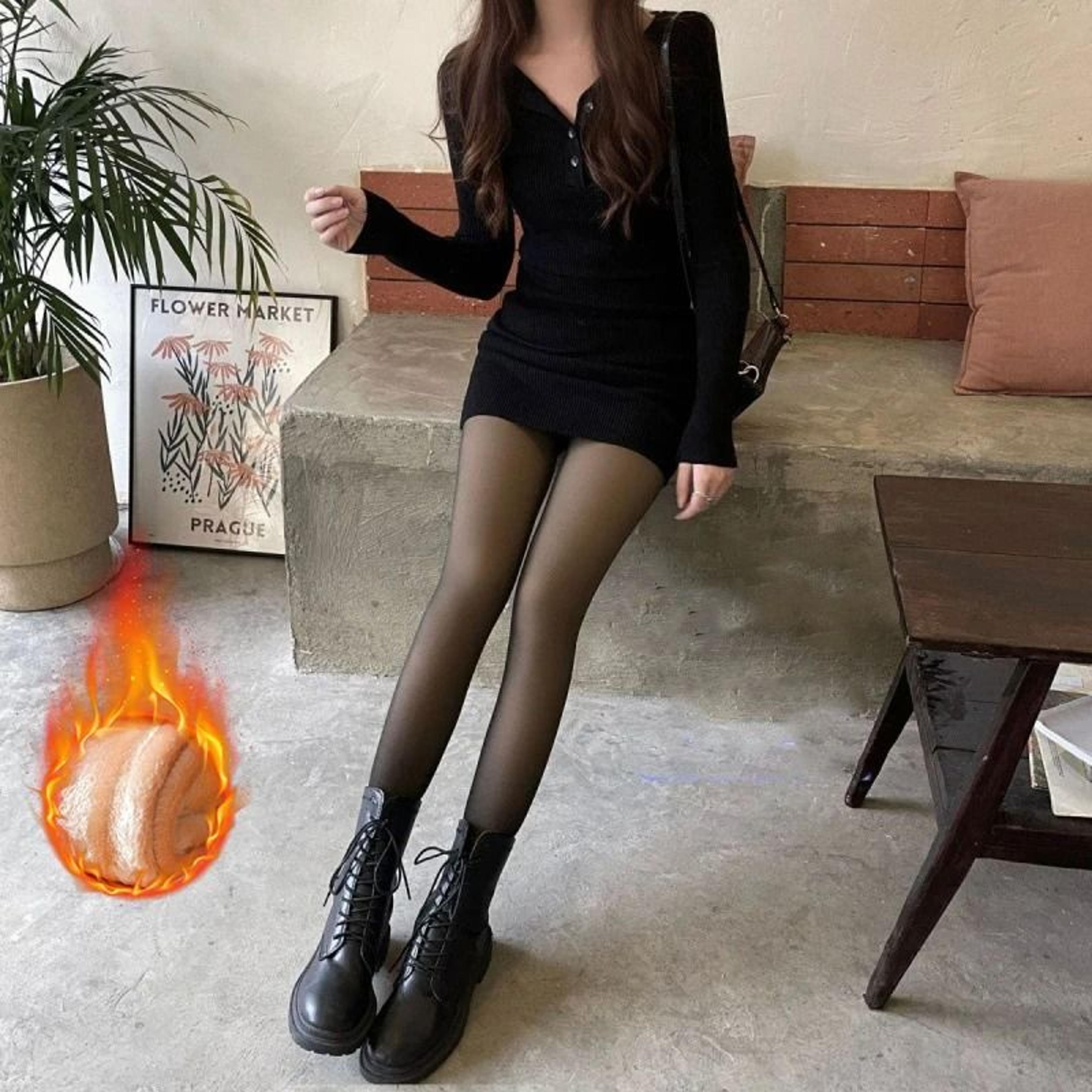 Women Translucent Fleece Lined Thermal Winter Leggings 4