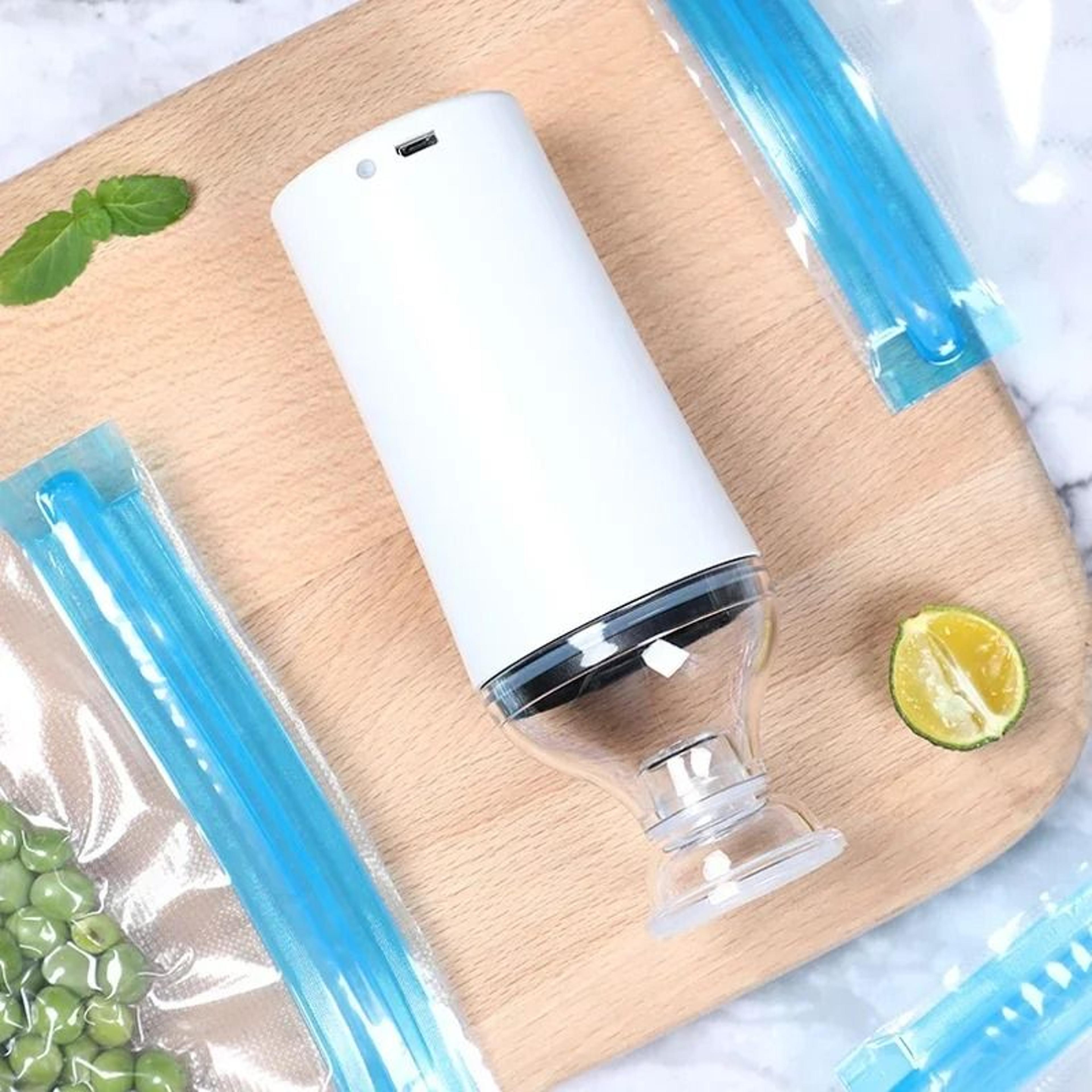 Reusable Vacuum Food Storage Bags  Electric Handheld Sealer Set 4