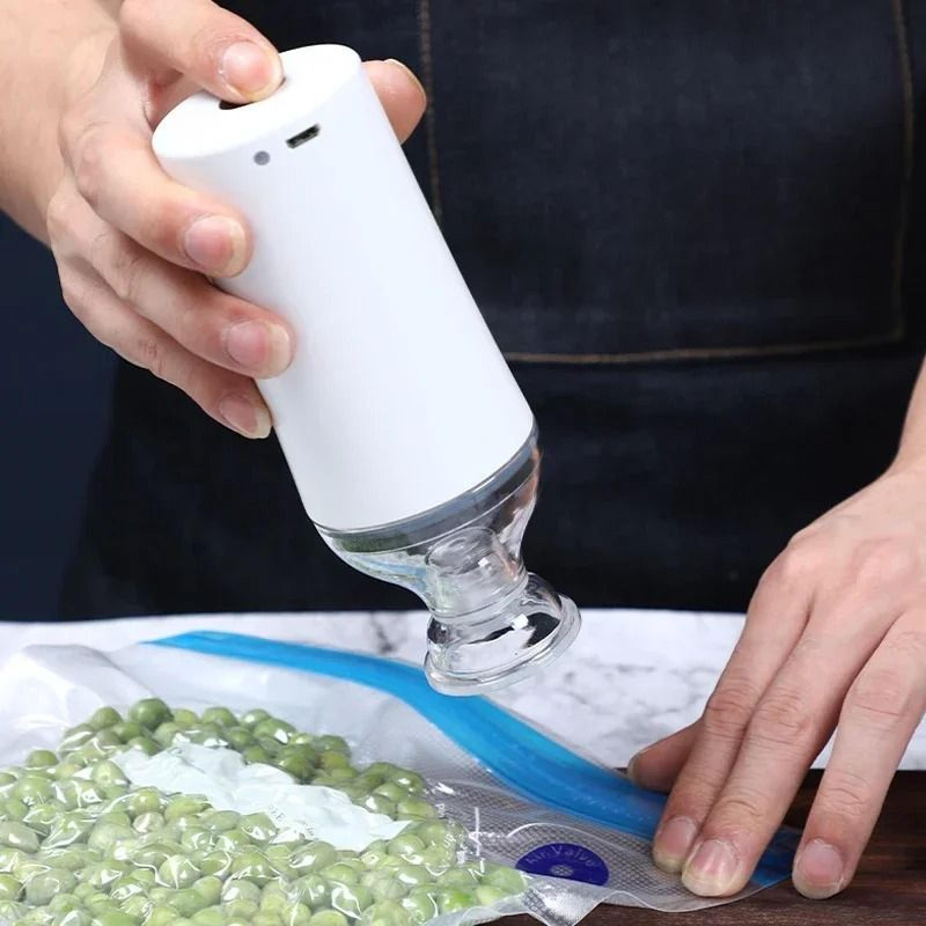 Reusable Vacuum Food Storage Bags  Electric Handheld Sealer Set 5
