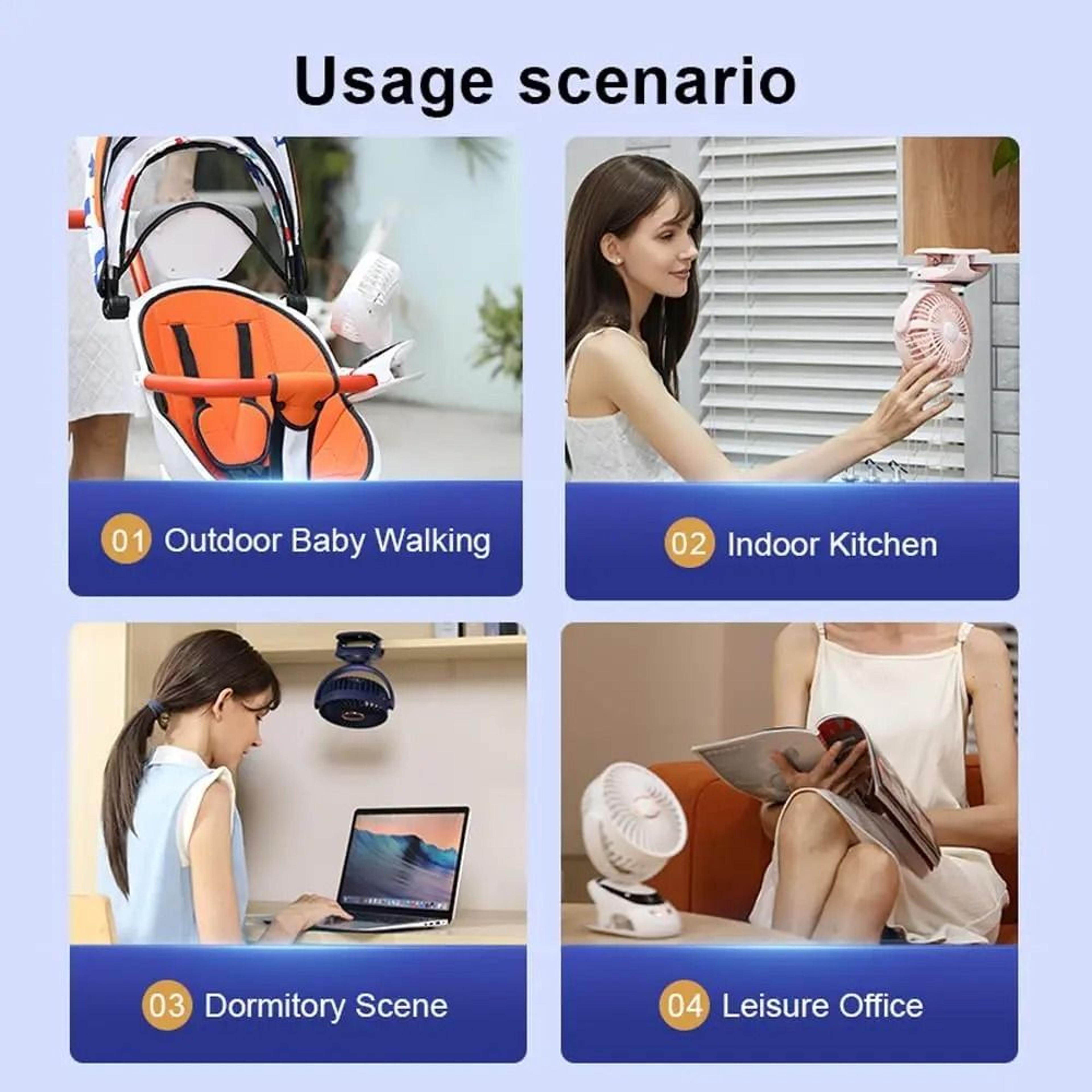Portable MultiSurface USB Clip Fan  Versatile Personal Cooling 5