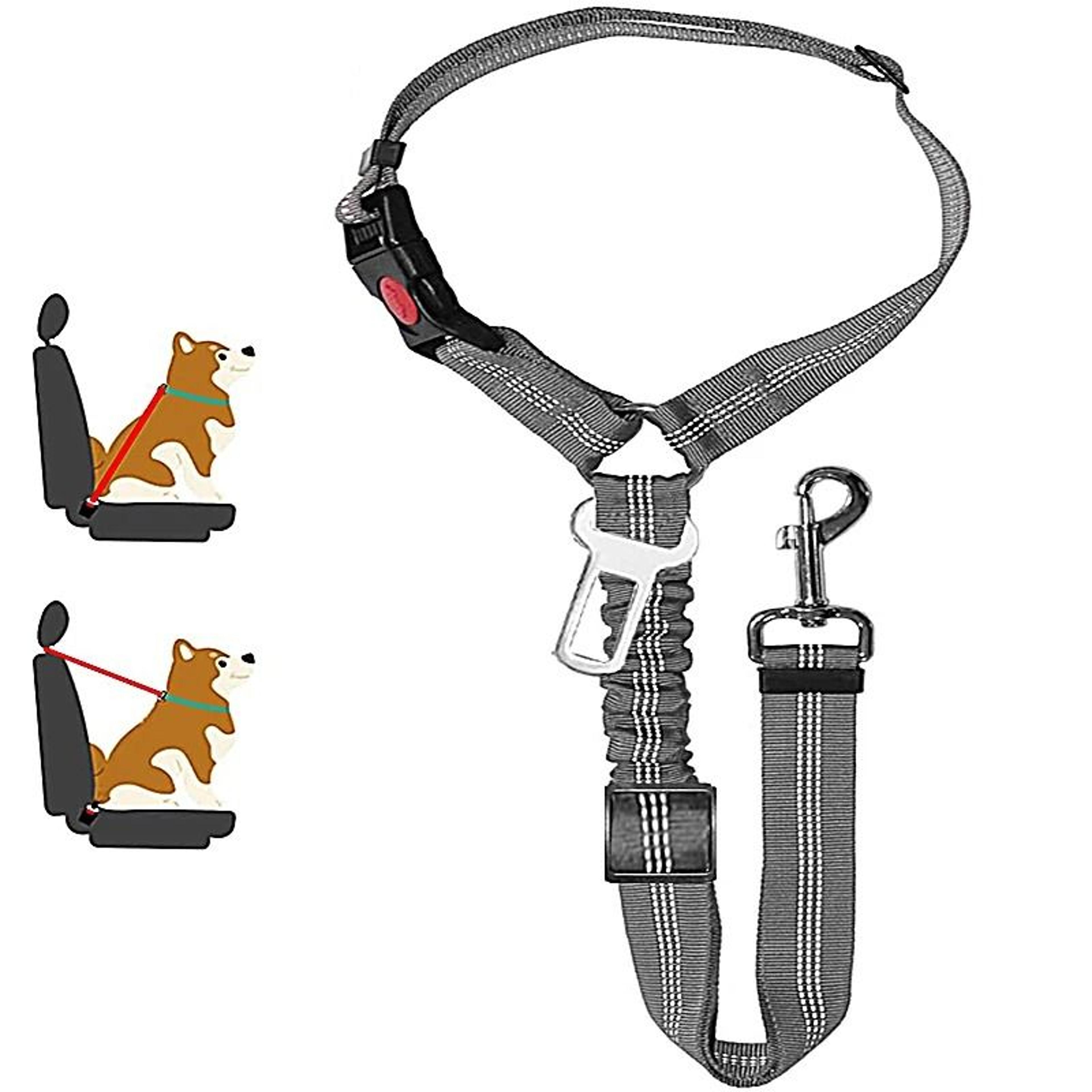 New Solid Twoinone Dog Harness Leash  Adjustable Pet Backseat Safety Belt 15