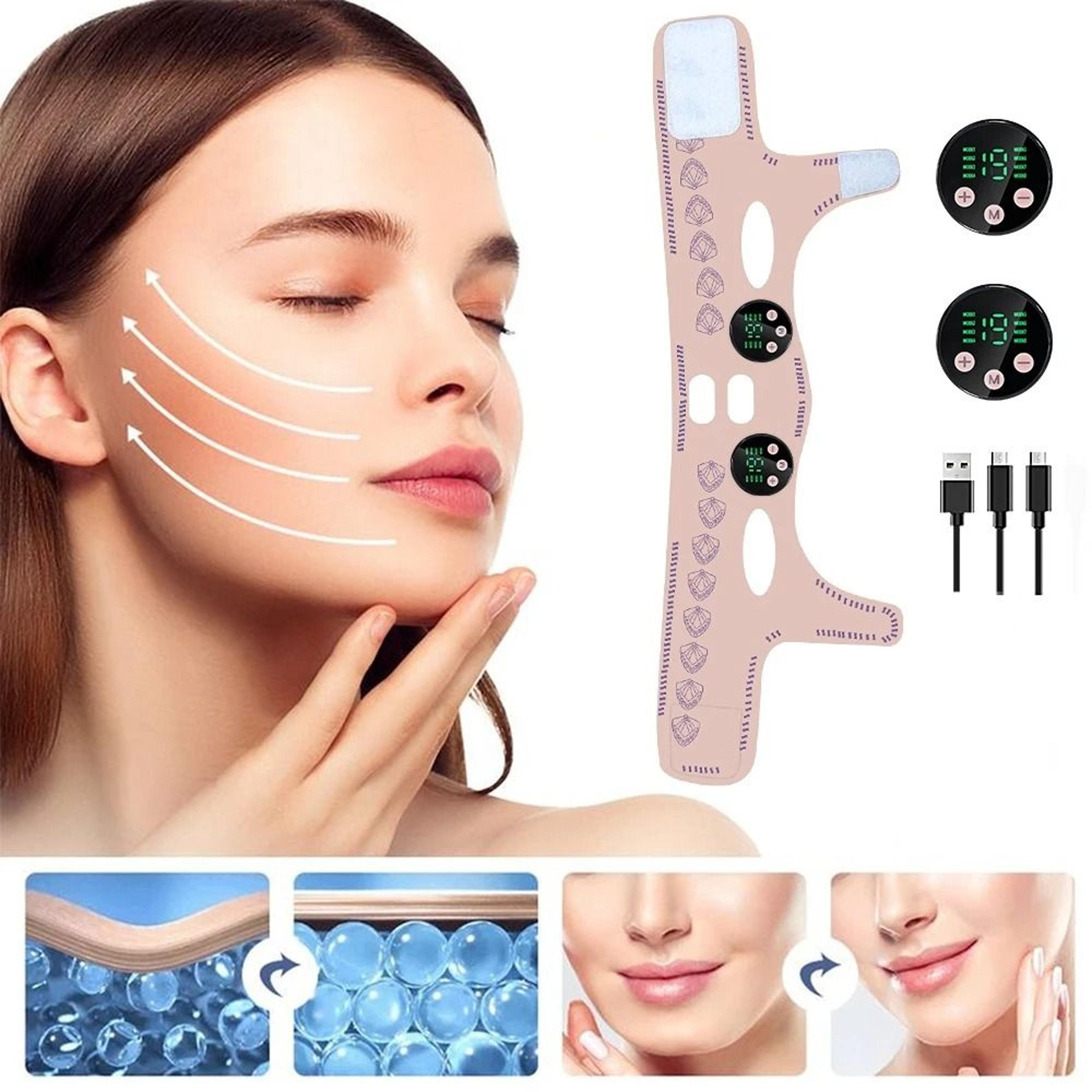 Rechargeable EMS Facial VLine Lifting Massager  Double Chin  Cheek Contouring Mask 0