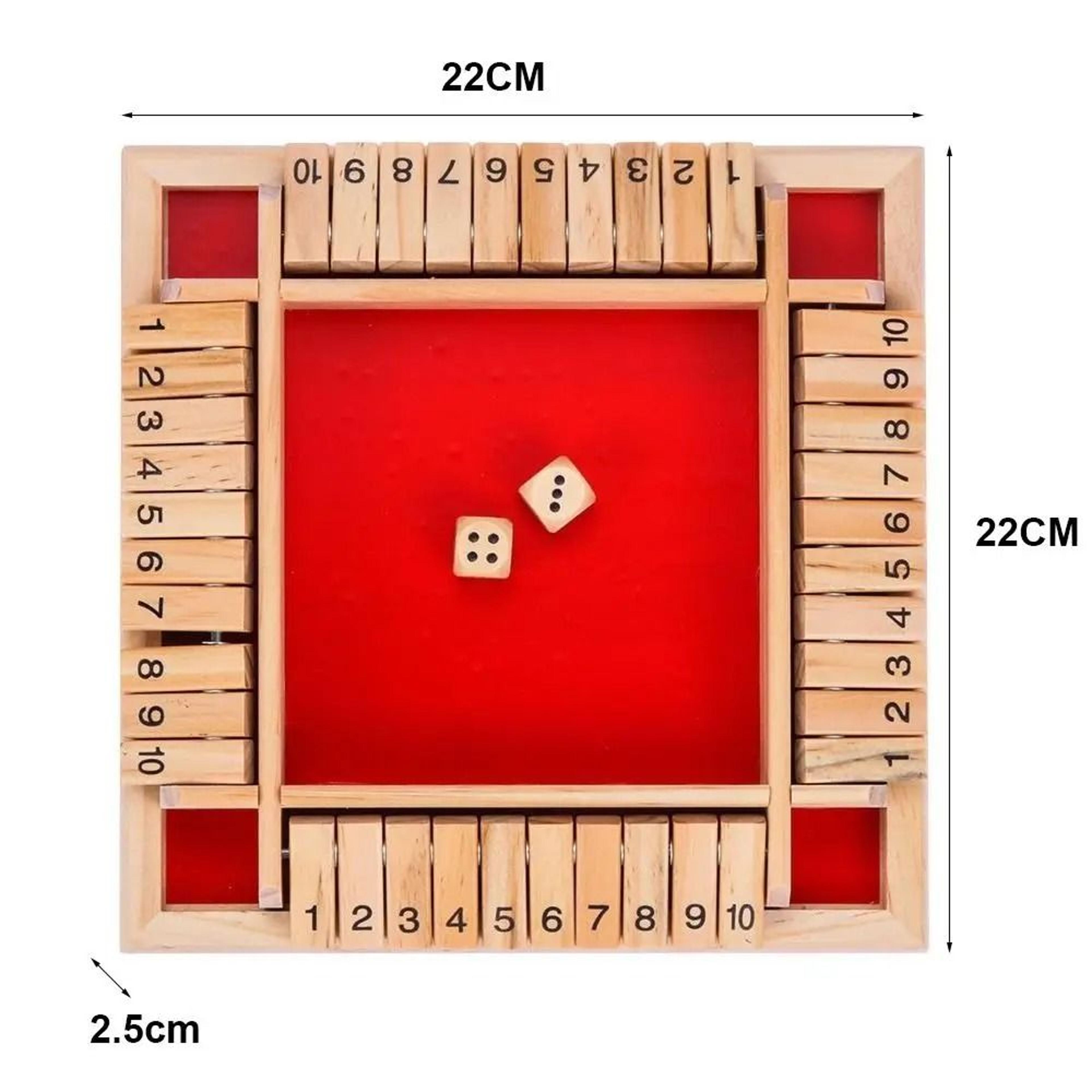 4Player Wooden Shut The Box Dice Game  Classic Family And Pub Strategy Entertainment 9