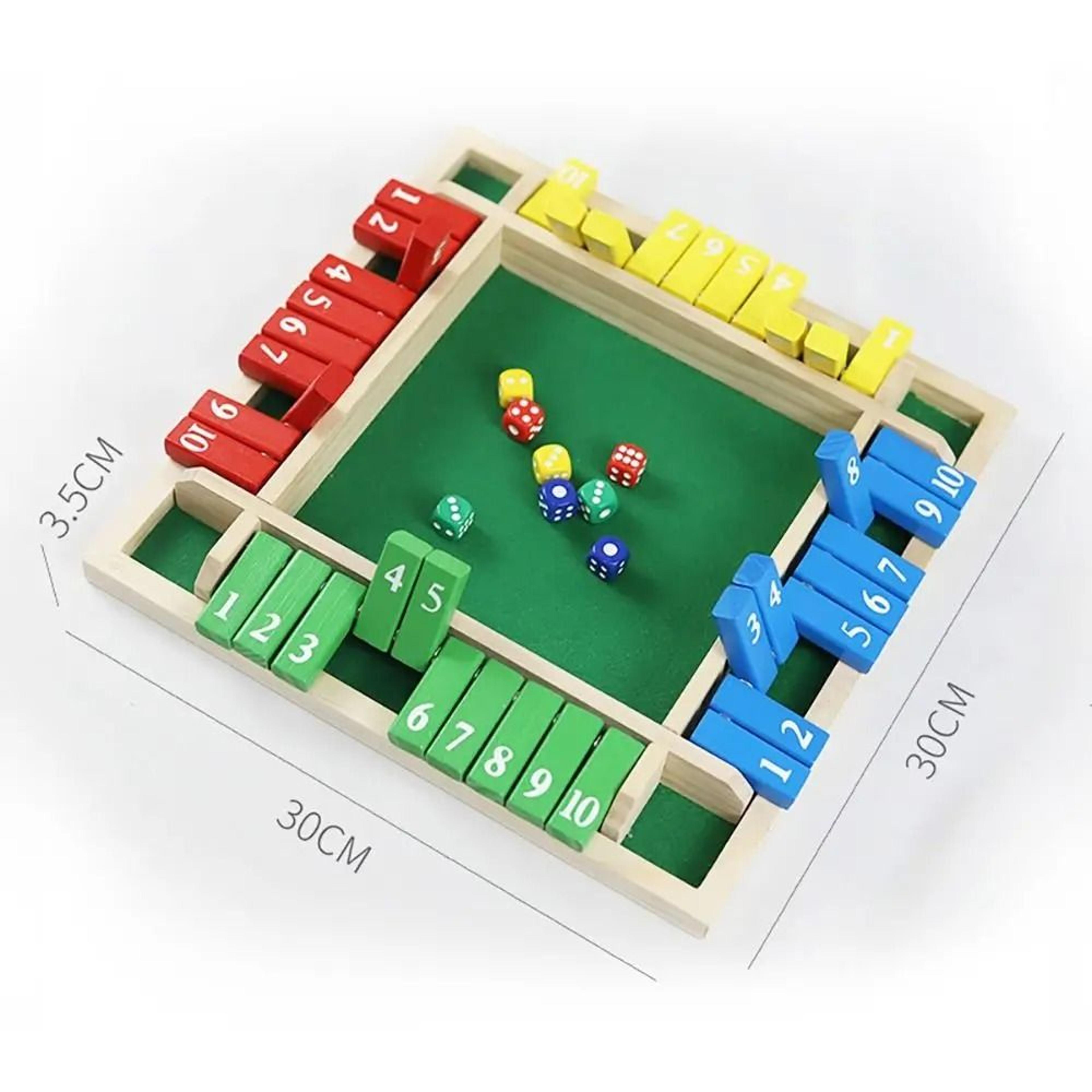 4Player Wooden Shut The Box Dice Game  Classic Family And Pub Strategy Entertainment 12