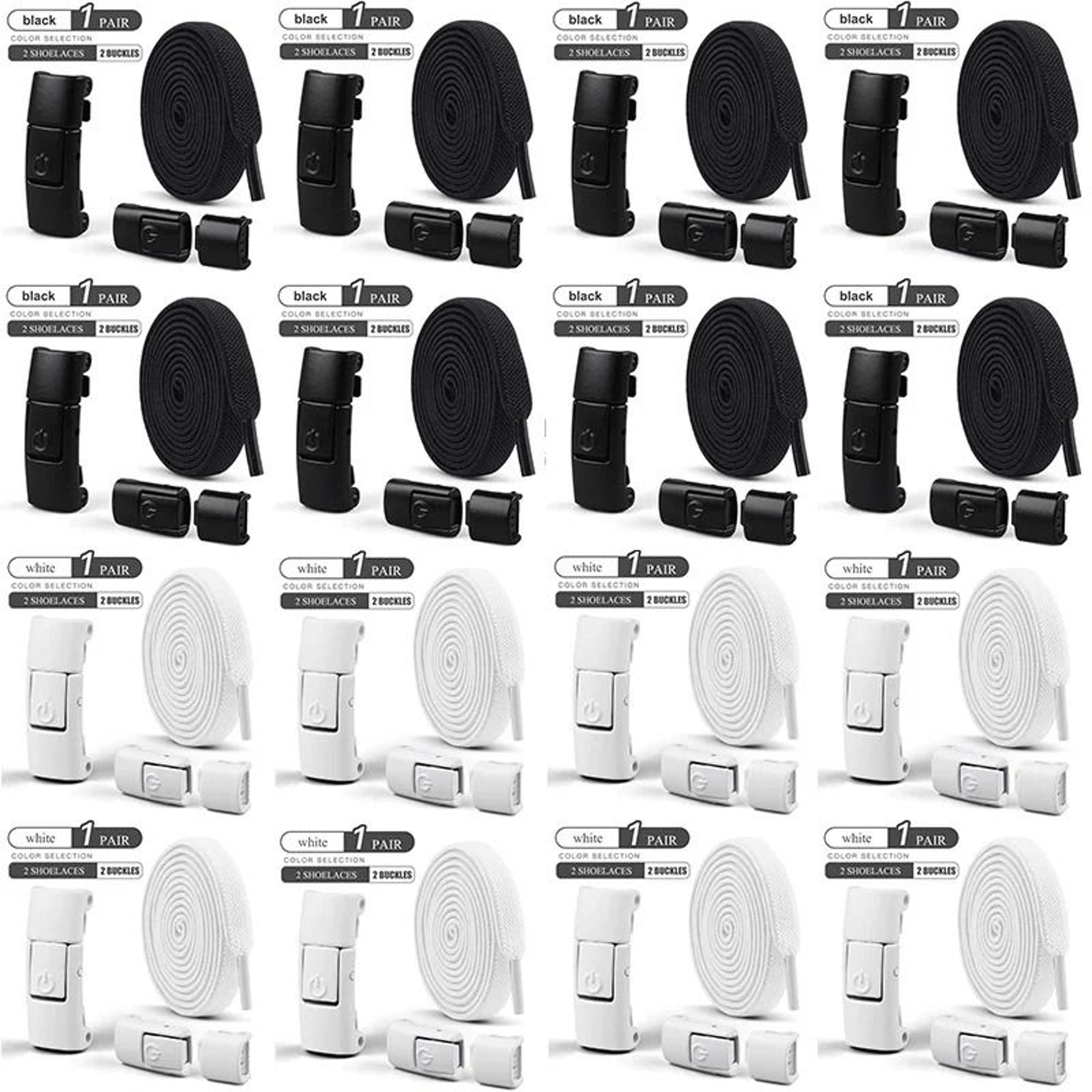 8mm NoTie Elastic Shoelaces  Press Lock Flat Sneaker Laces 21