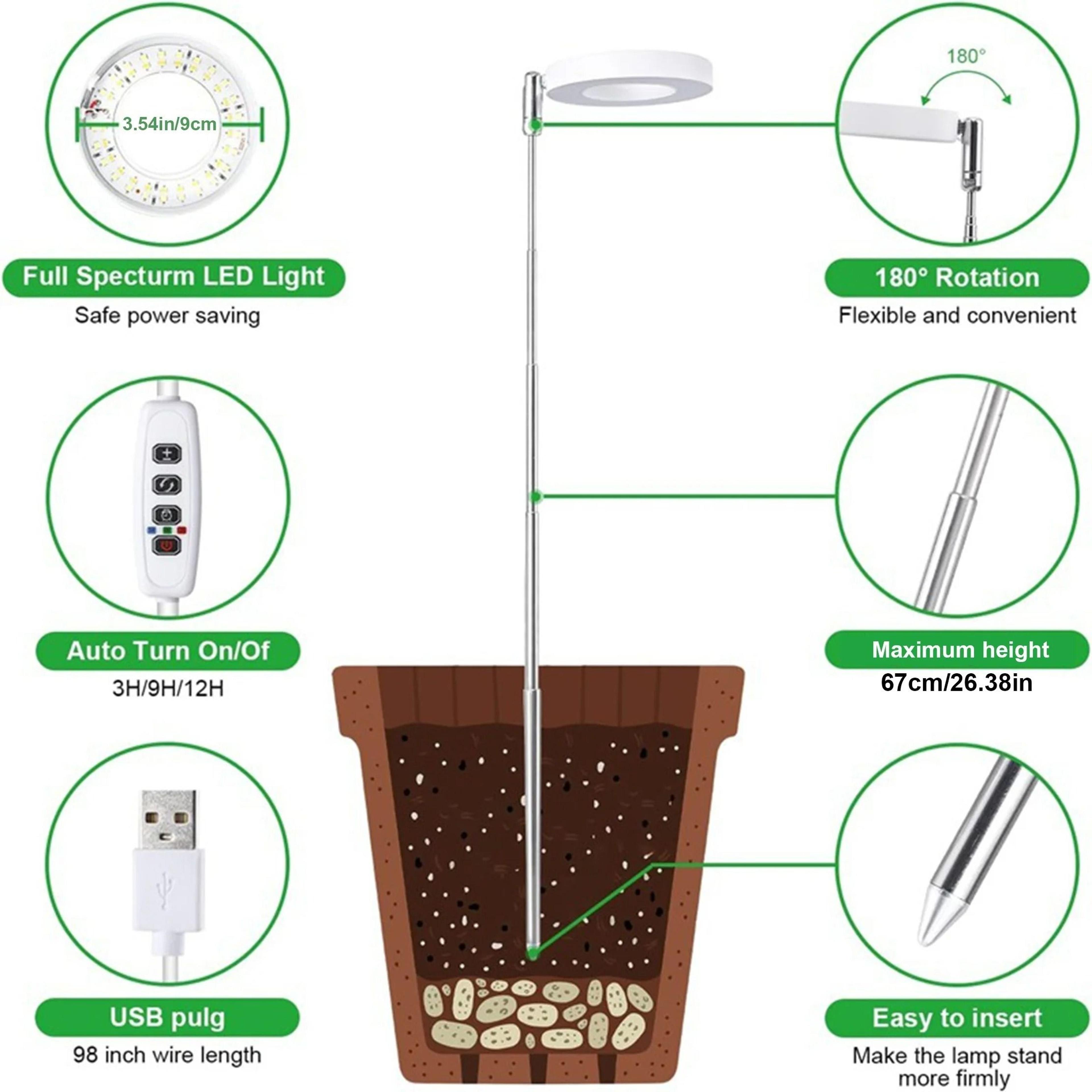 Full Spectrum LED Ring Grow Light  Industrial Grade Indoor Plant Support 3