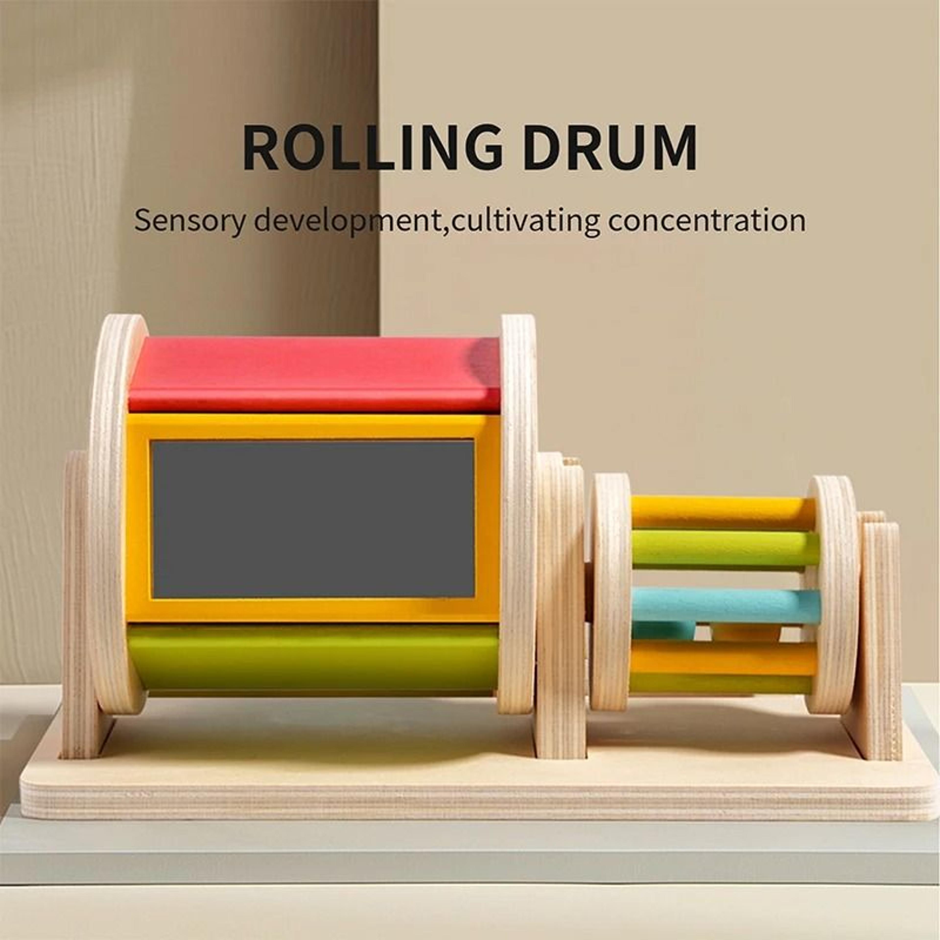Baby Montessori Wooden Spinning Drum 0