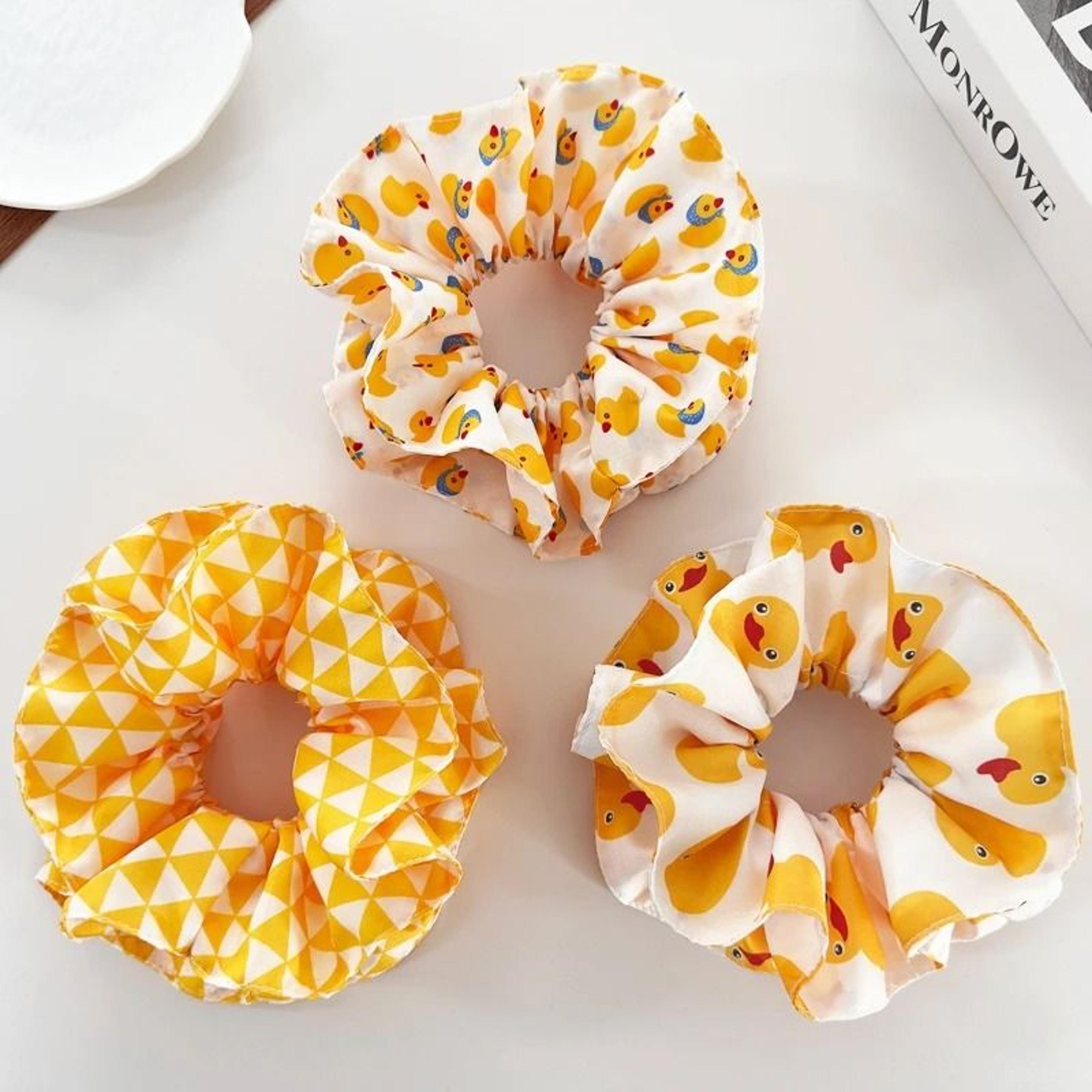 3pcs Fun Cartoon Duck Pattern Scrunchie Set 0