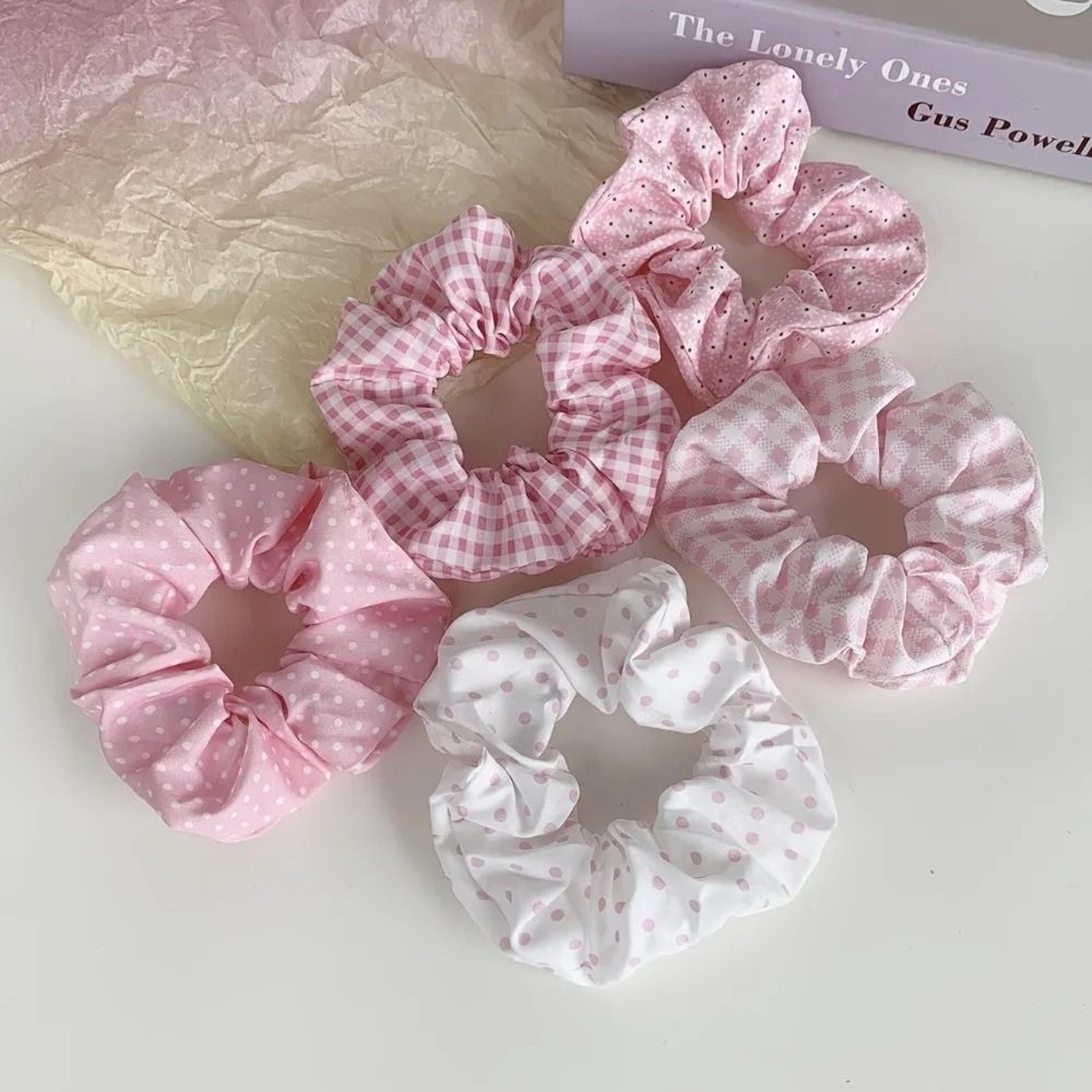 10pcs Polka Dot  Floral Fabric Scrunchie Set 1