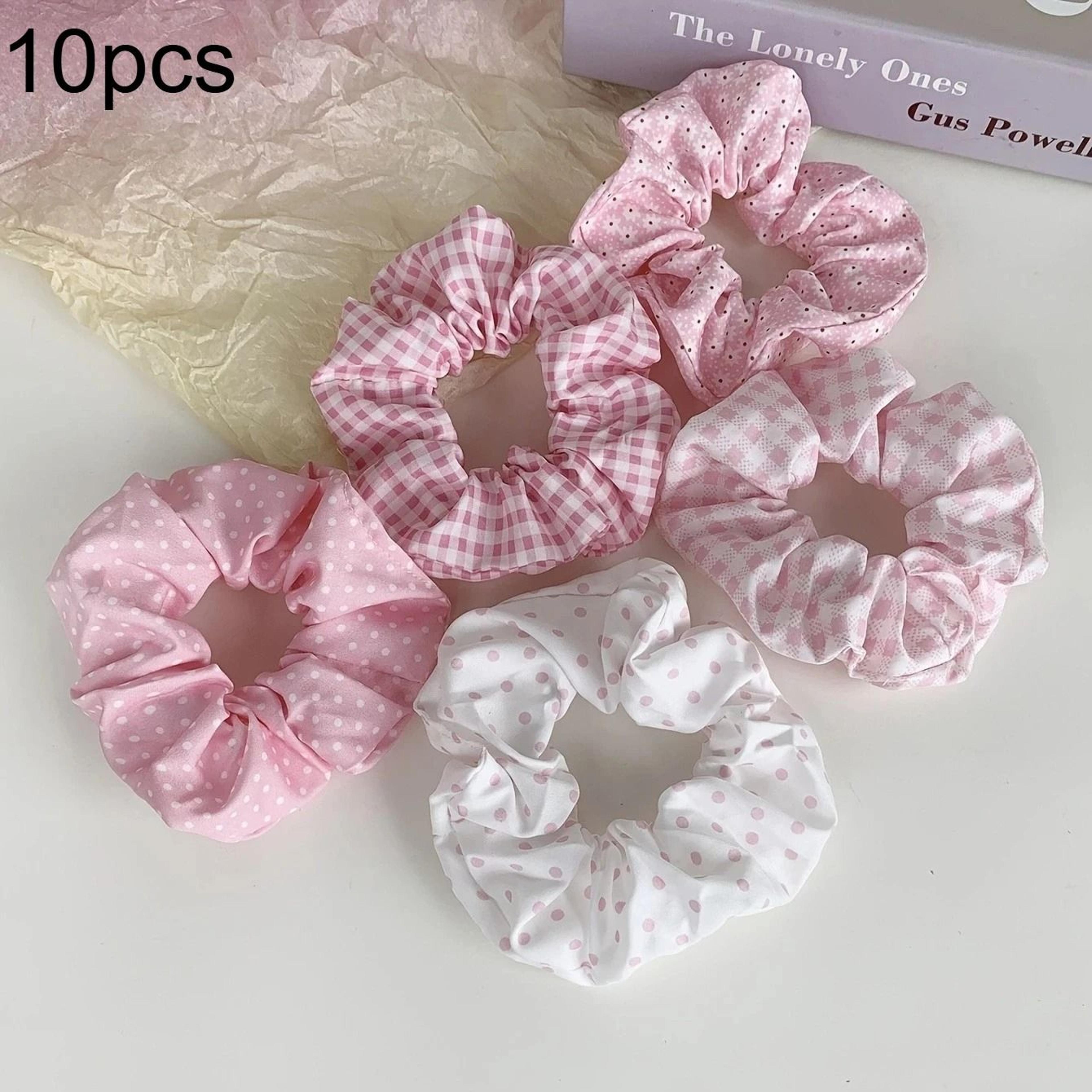 10pcs Polka Dot  Floral Fabric Scrunchie Set 5