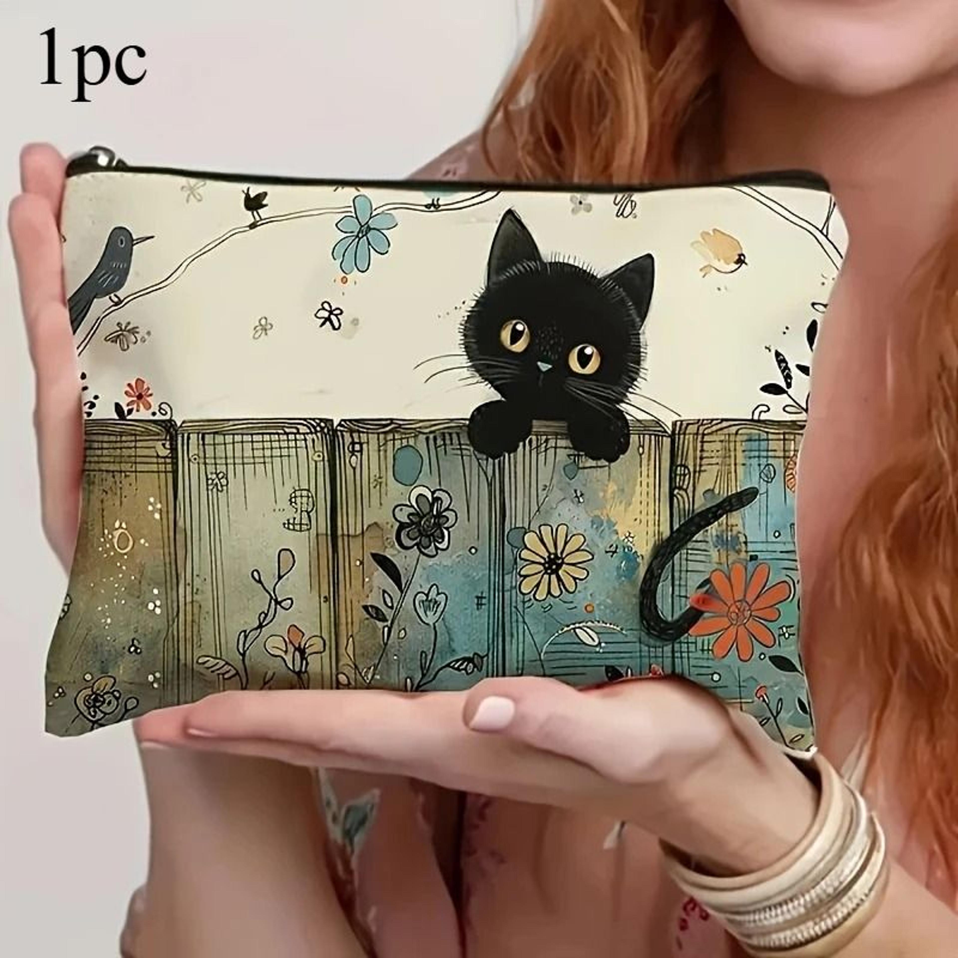 Cute Cat Floral Makeup  Jewelry Storage Bag 5