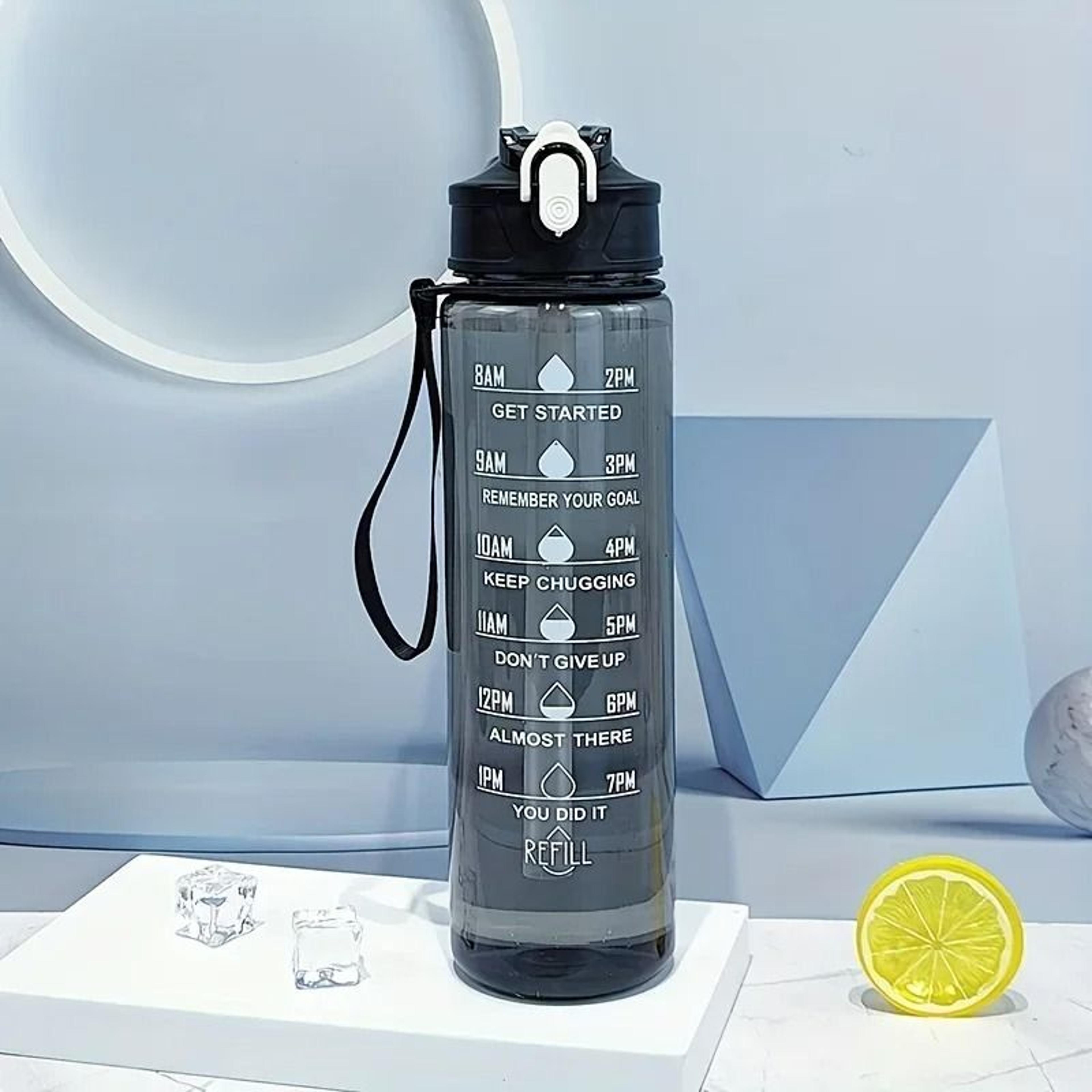 Transparent Sports Water Bottle With Time Scale And Carry Strap 6