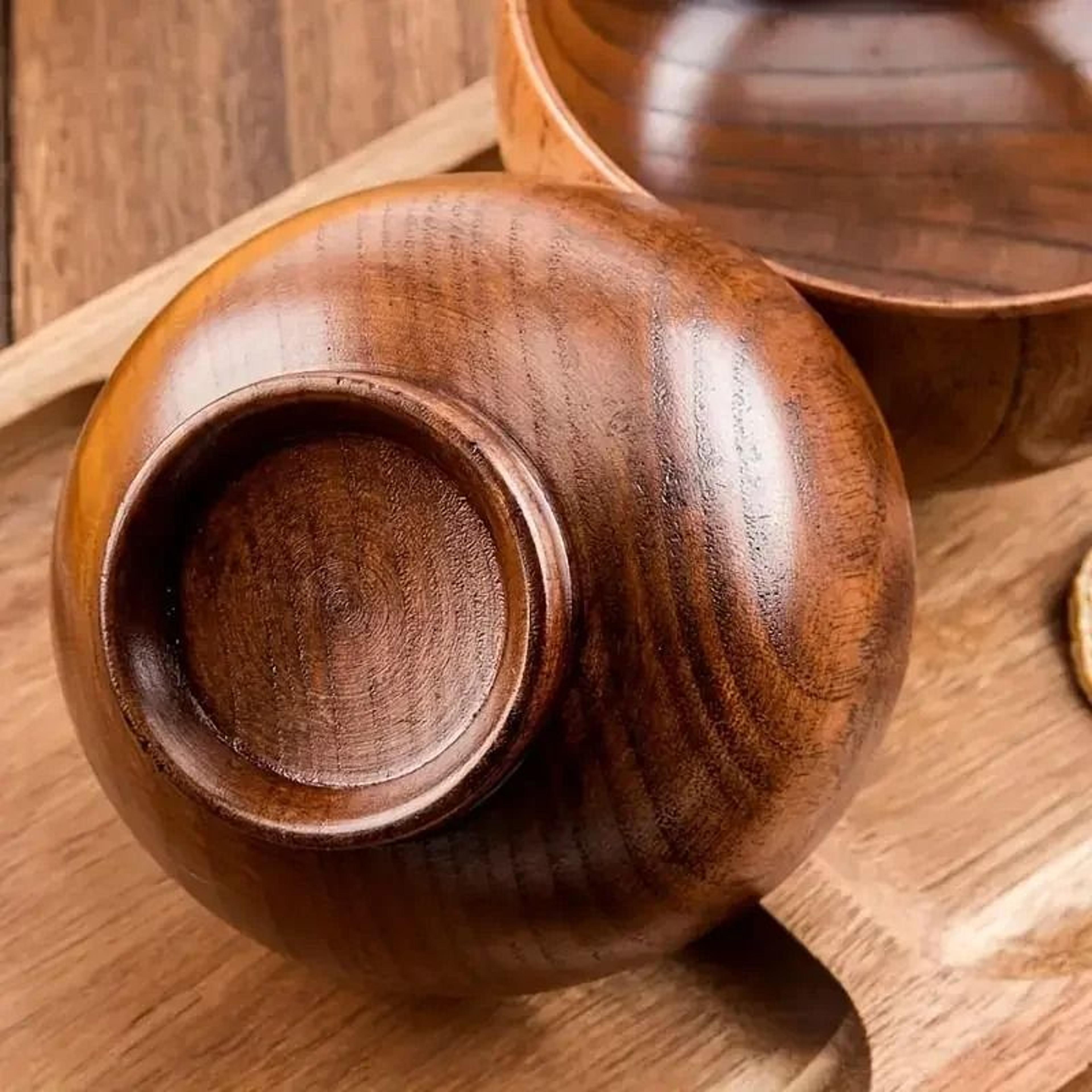 IndustrialStandard Natural Japanese Wooden Food Bowl 3
