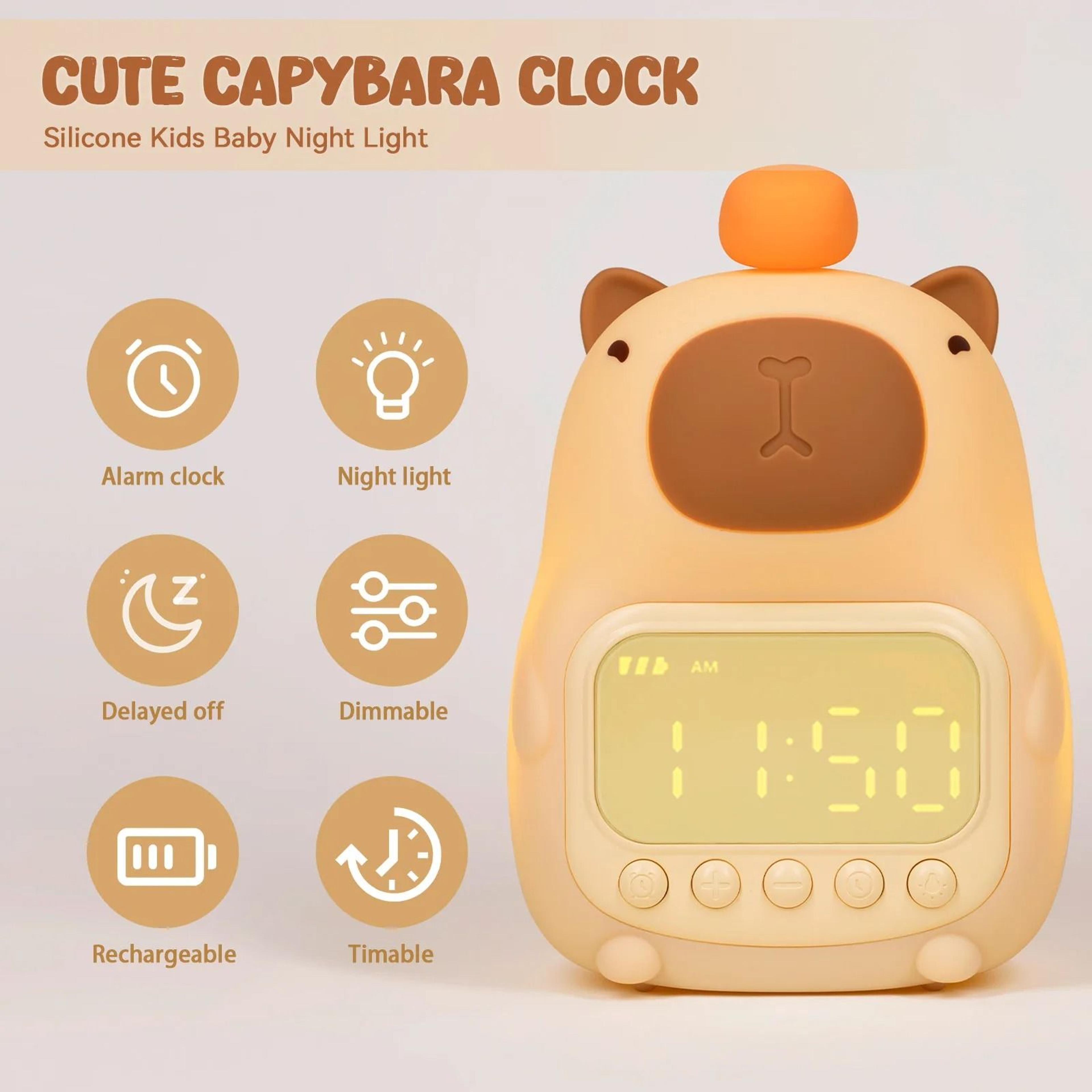 Cute Capybara Rechargeable Kids Alarm Clock  Night Light 1