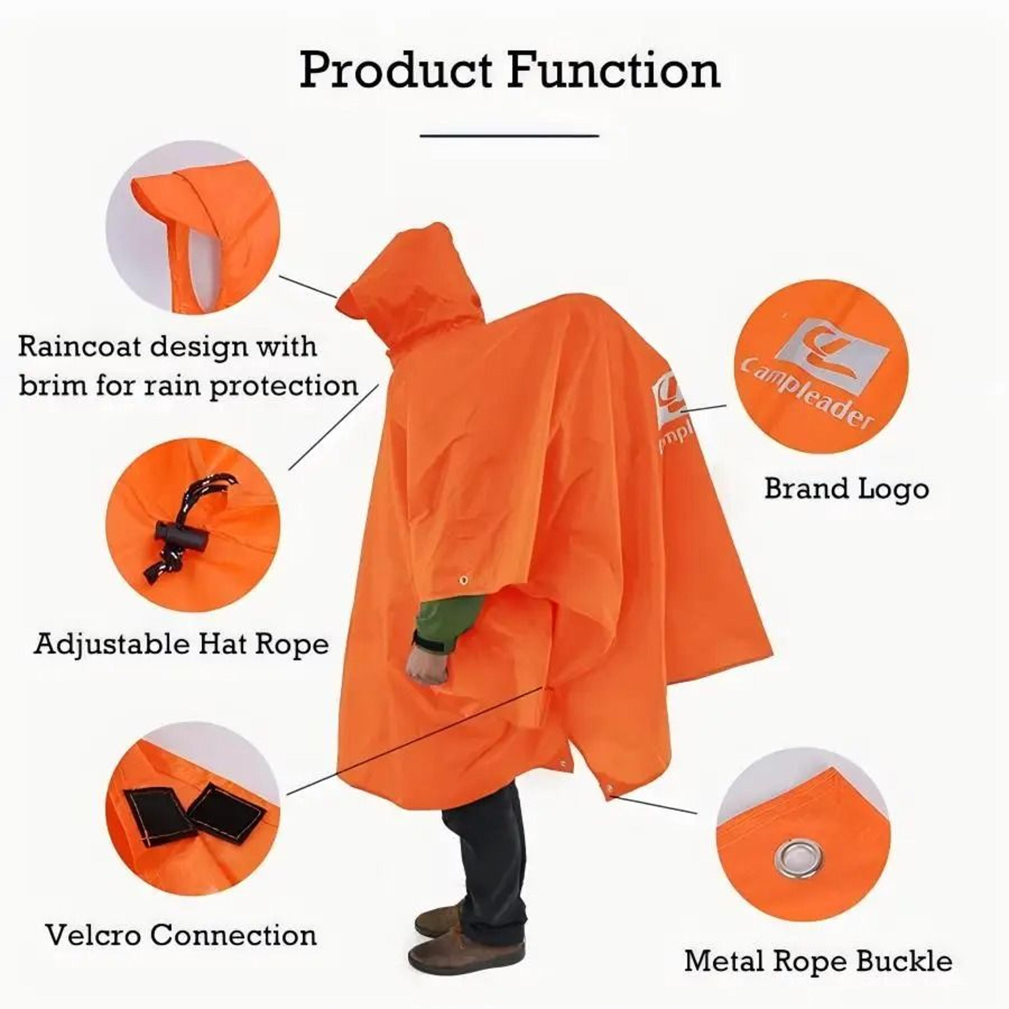 3in1 Multifunctional Outdoor Survival Raincoat 3