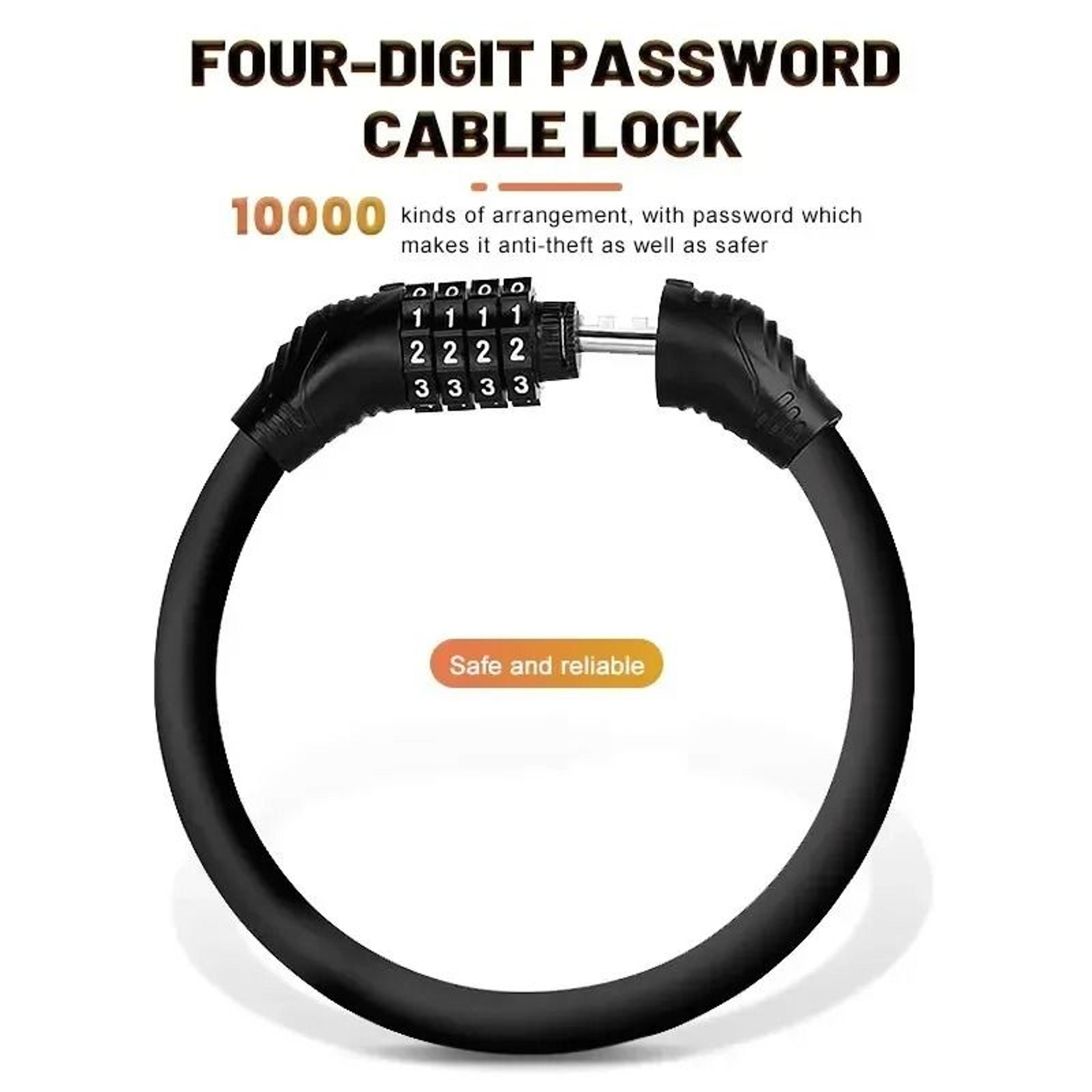 HighStrength 4Digit Resettable Bicycle Security Lock 2