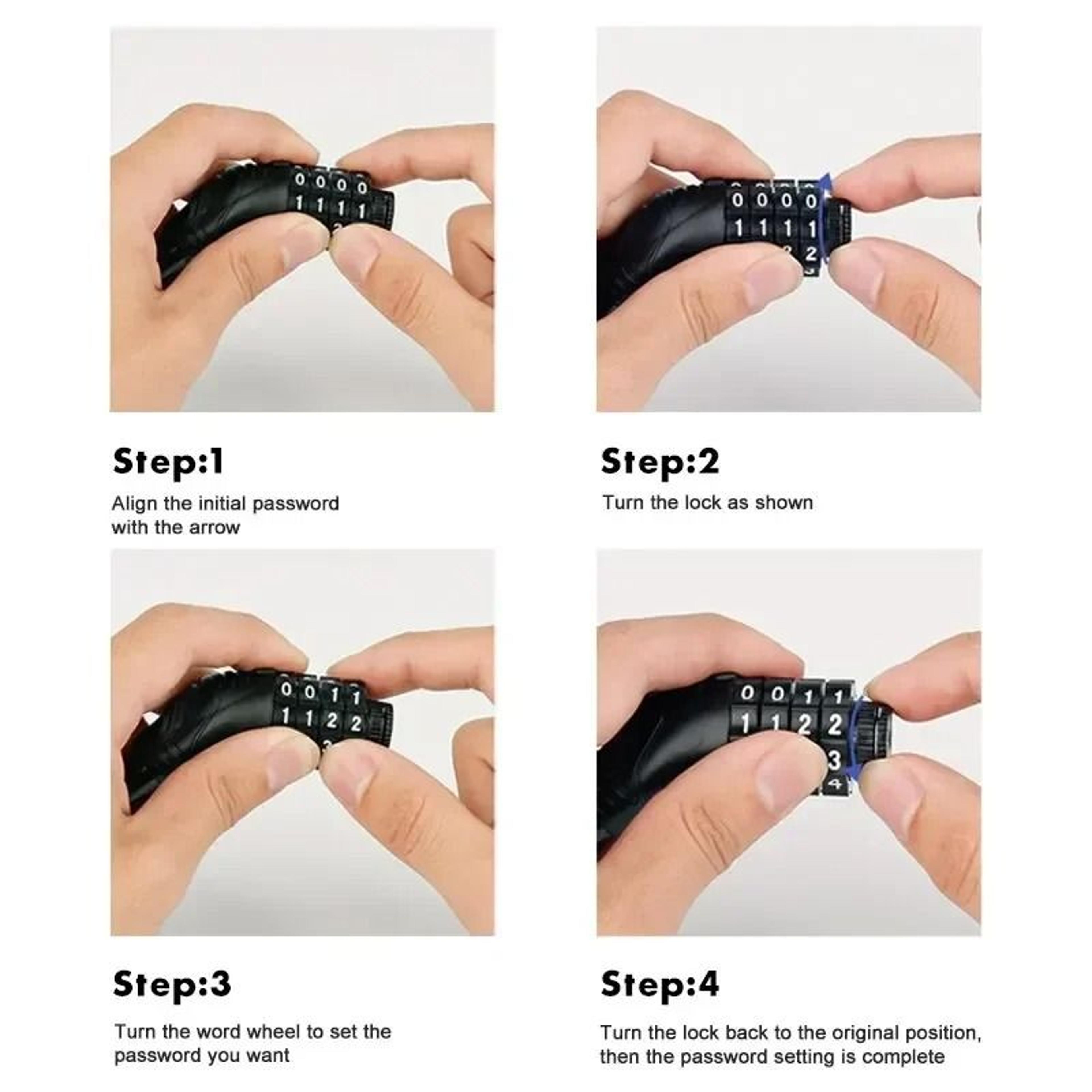 HighStrength 4Digit Resettable Bicycle Security Lock 3