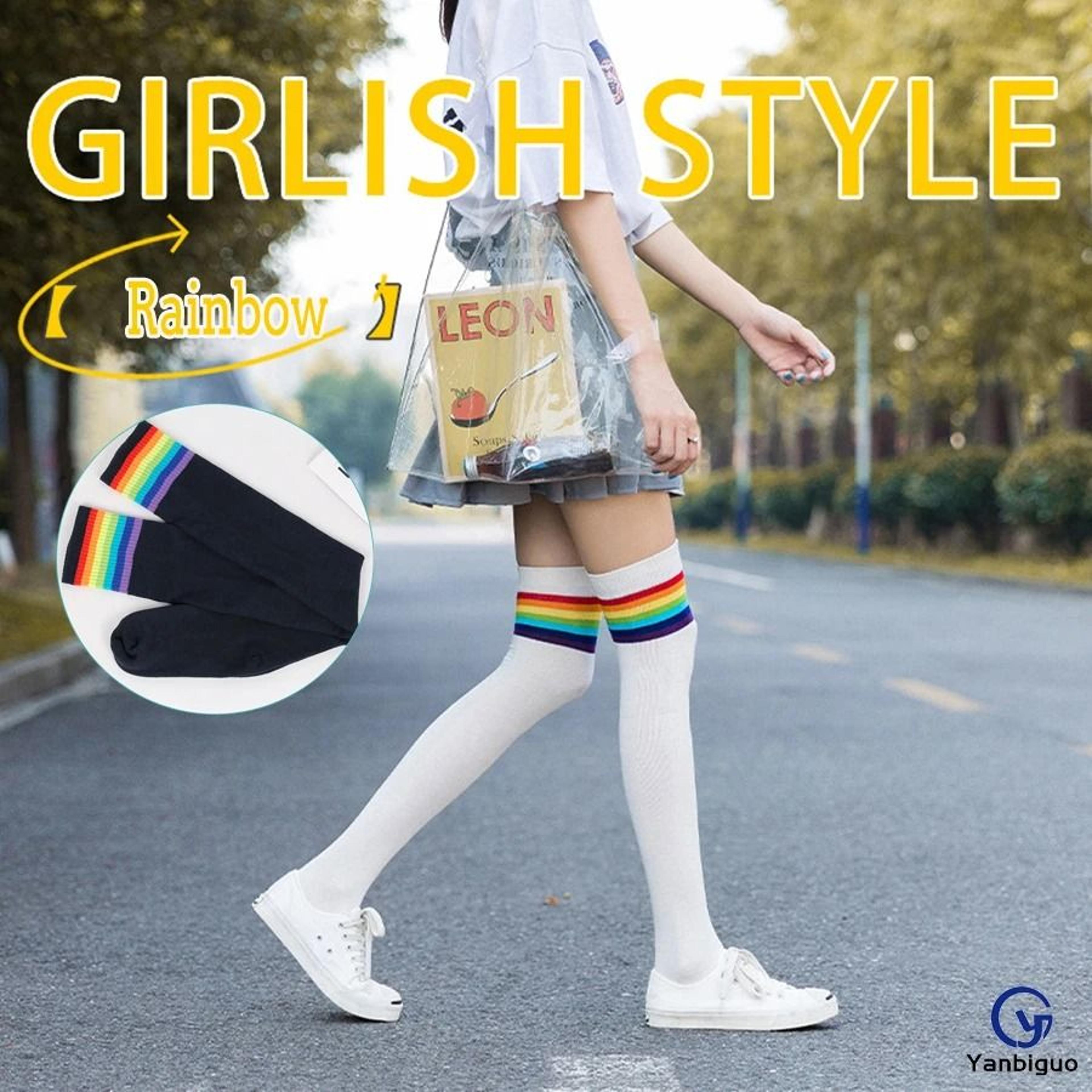 OverKnee Rainbow Knit Thigh High Socks 0