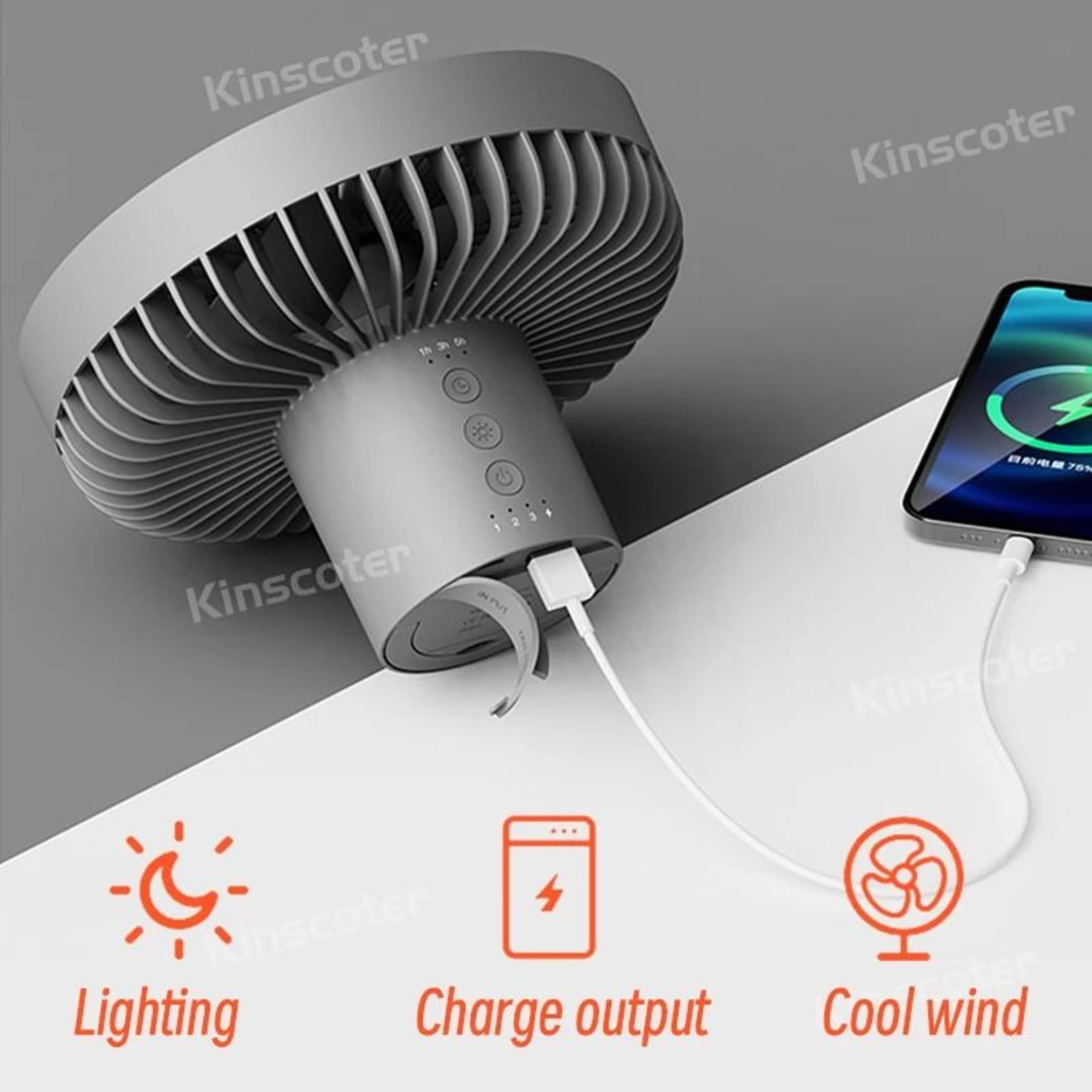 Portable Rechargeable Camping Fan With LED Lighting 3