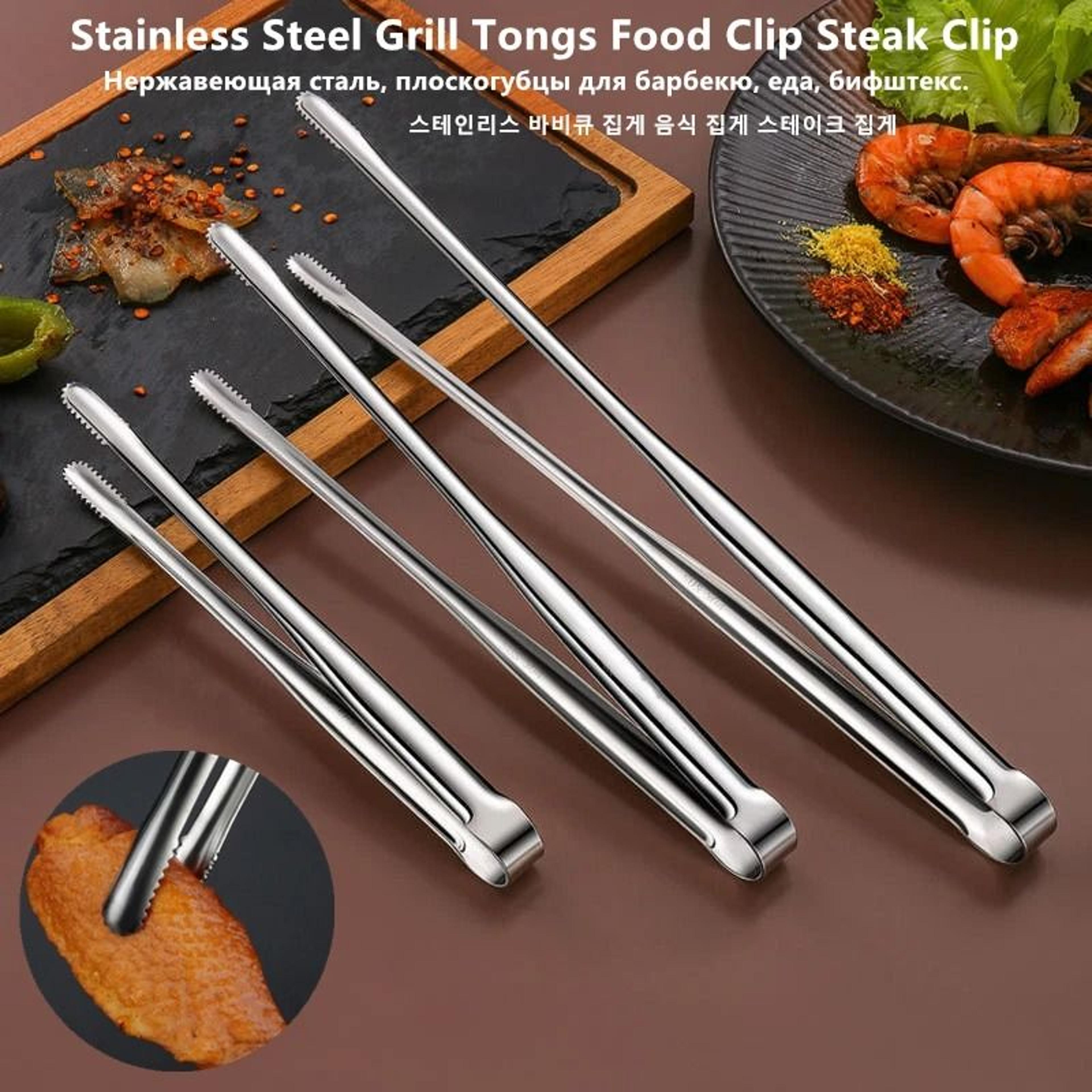 Stainless Steel Grill  BBQ Food Tongs 0