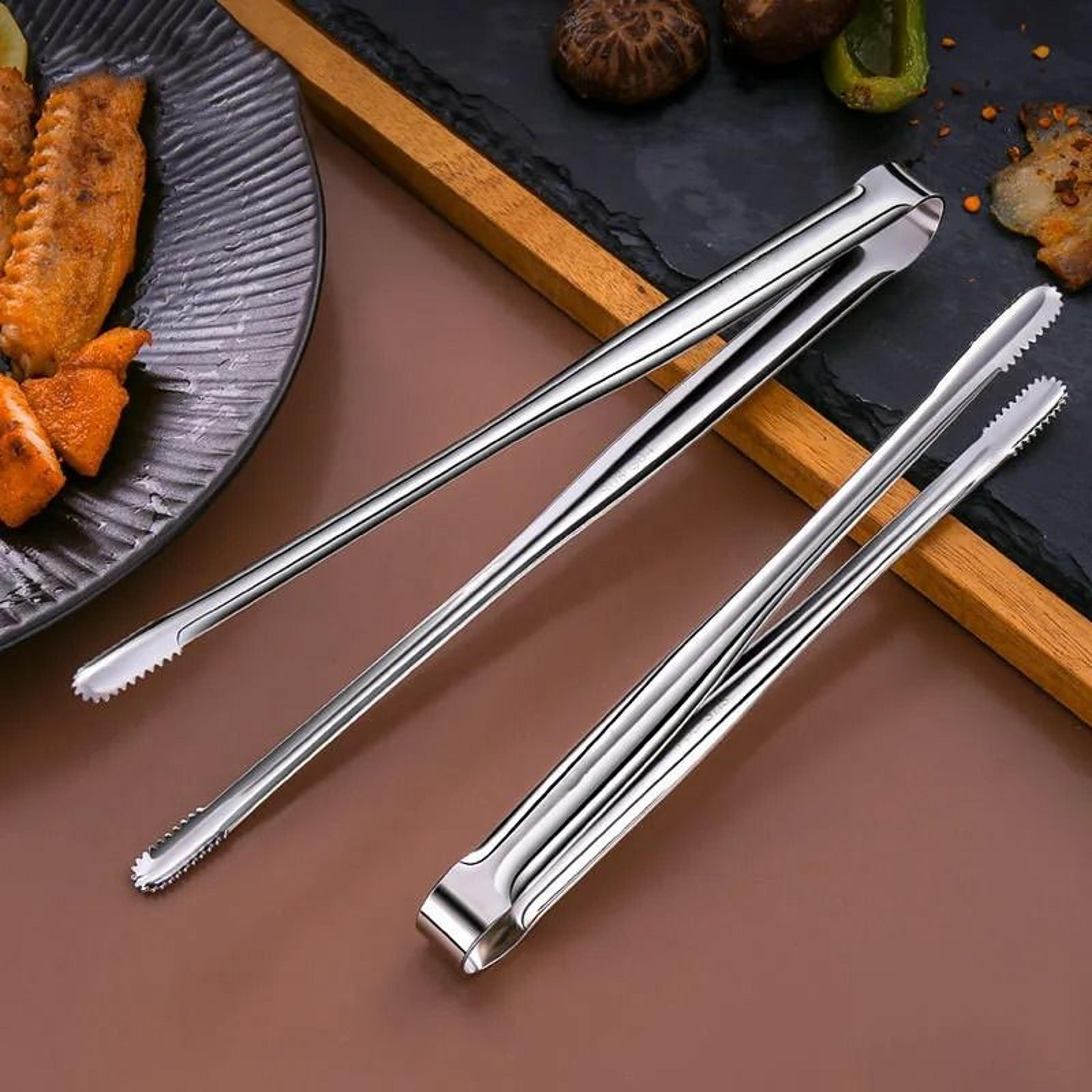 Stainless Steel Grill  BBQ Food Tongs 1
