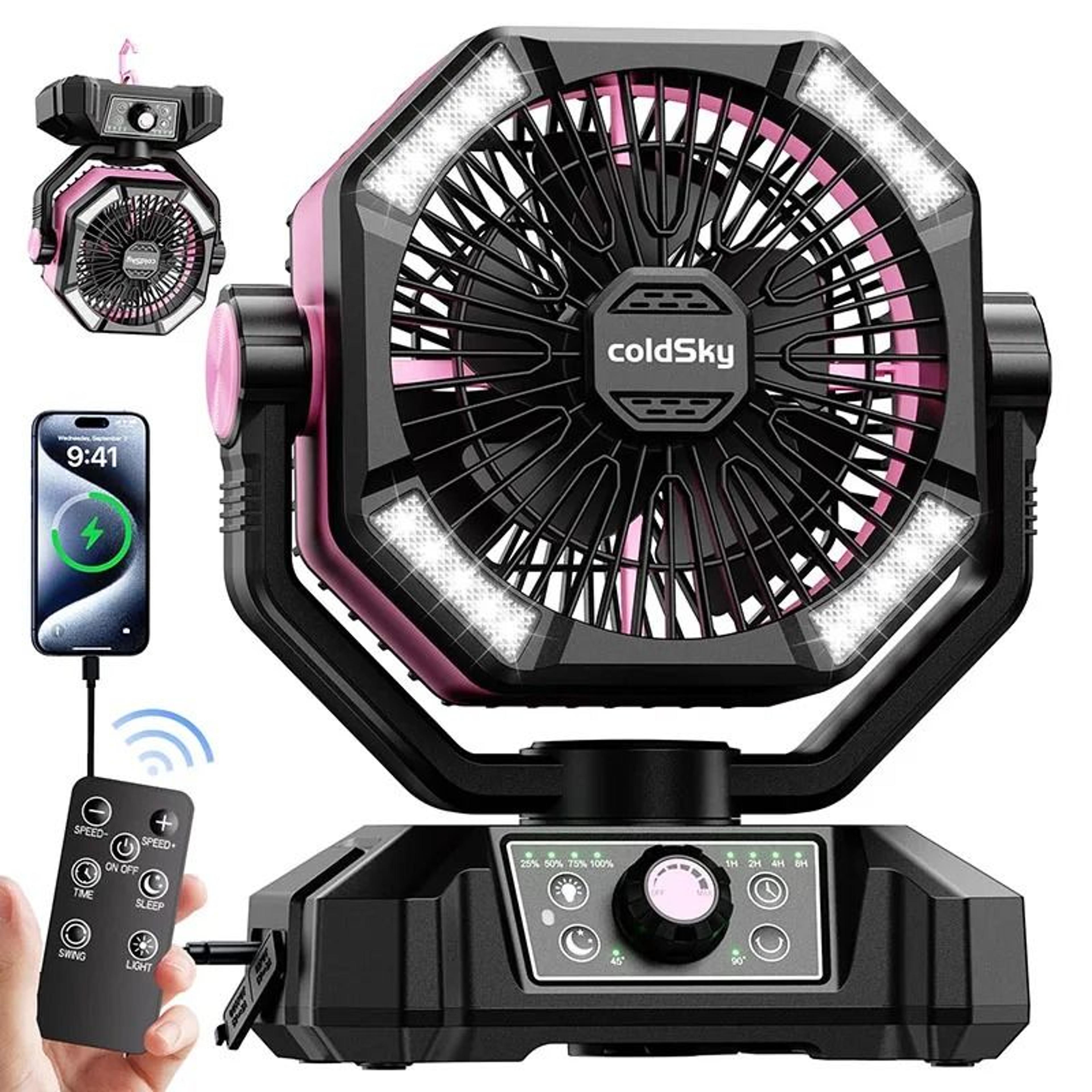 20000mAh Battery Camping Fan With LED Lantern 9