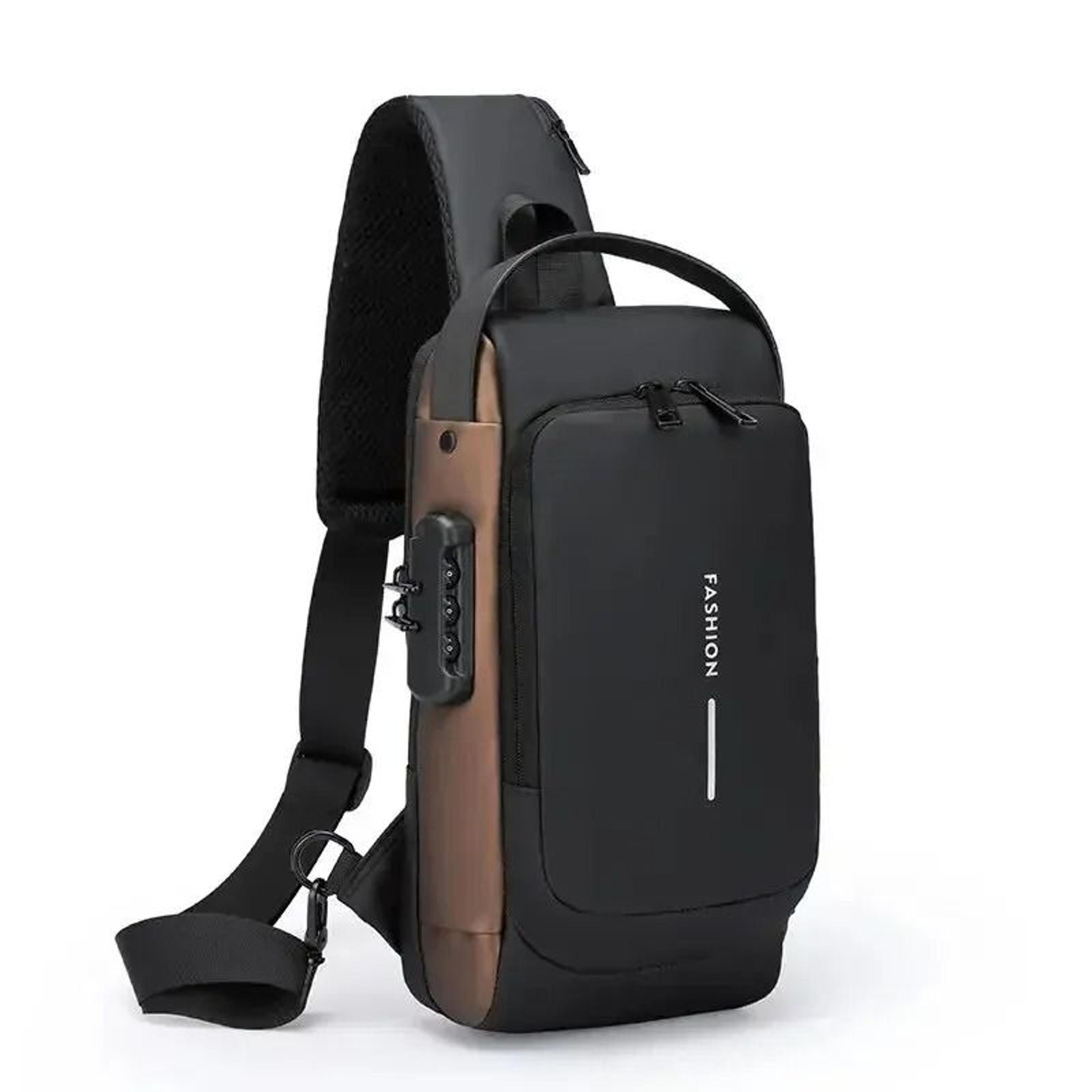 AntiTheft PU Leather Mens Crossbody Chest Bag 0