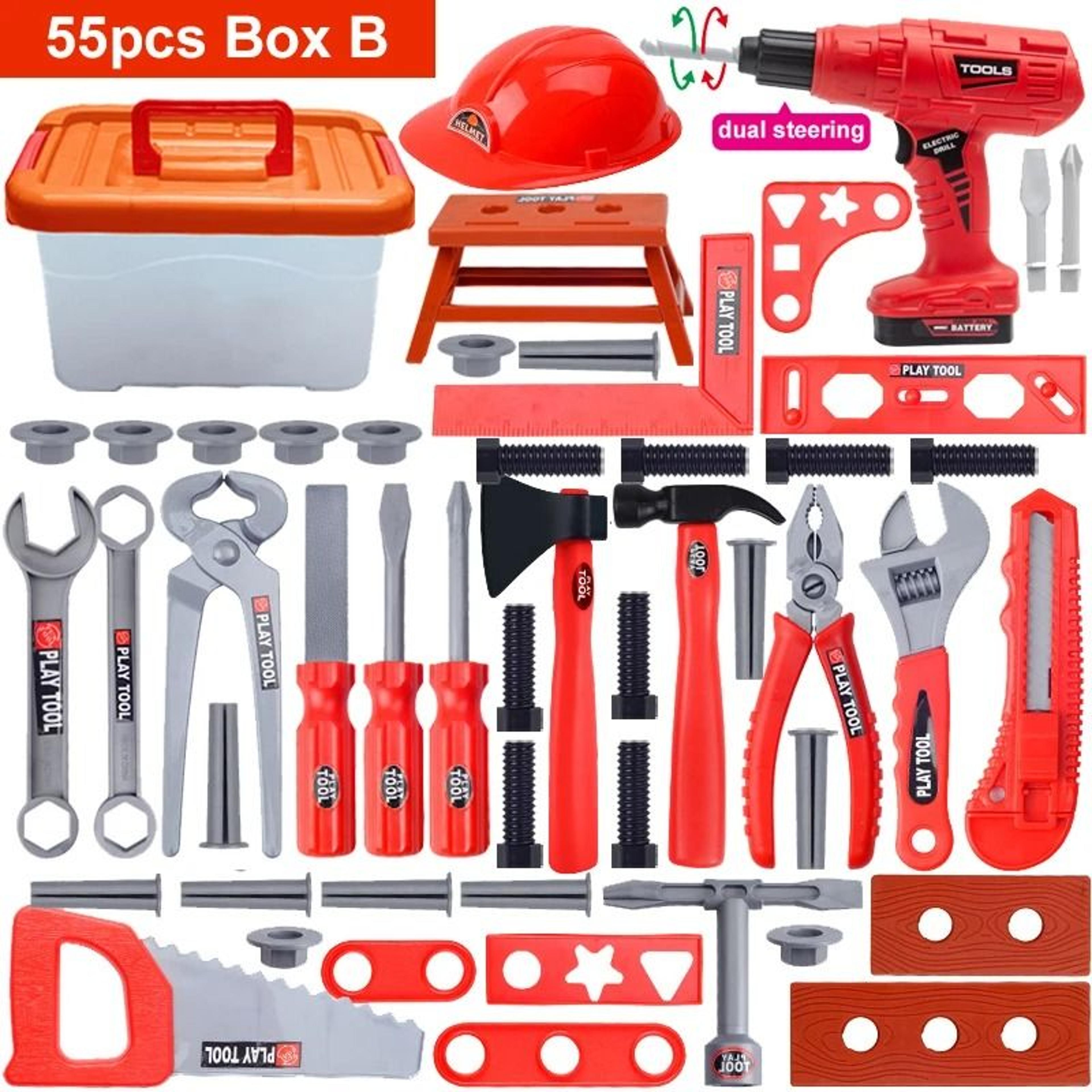 Childrens Construction Tool Set With Electric Toy Drill 10