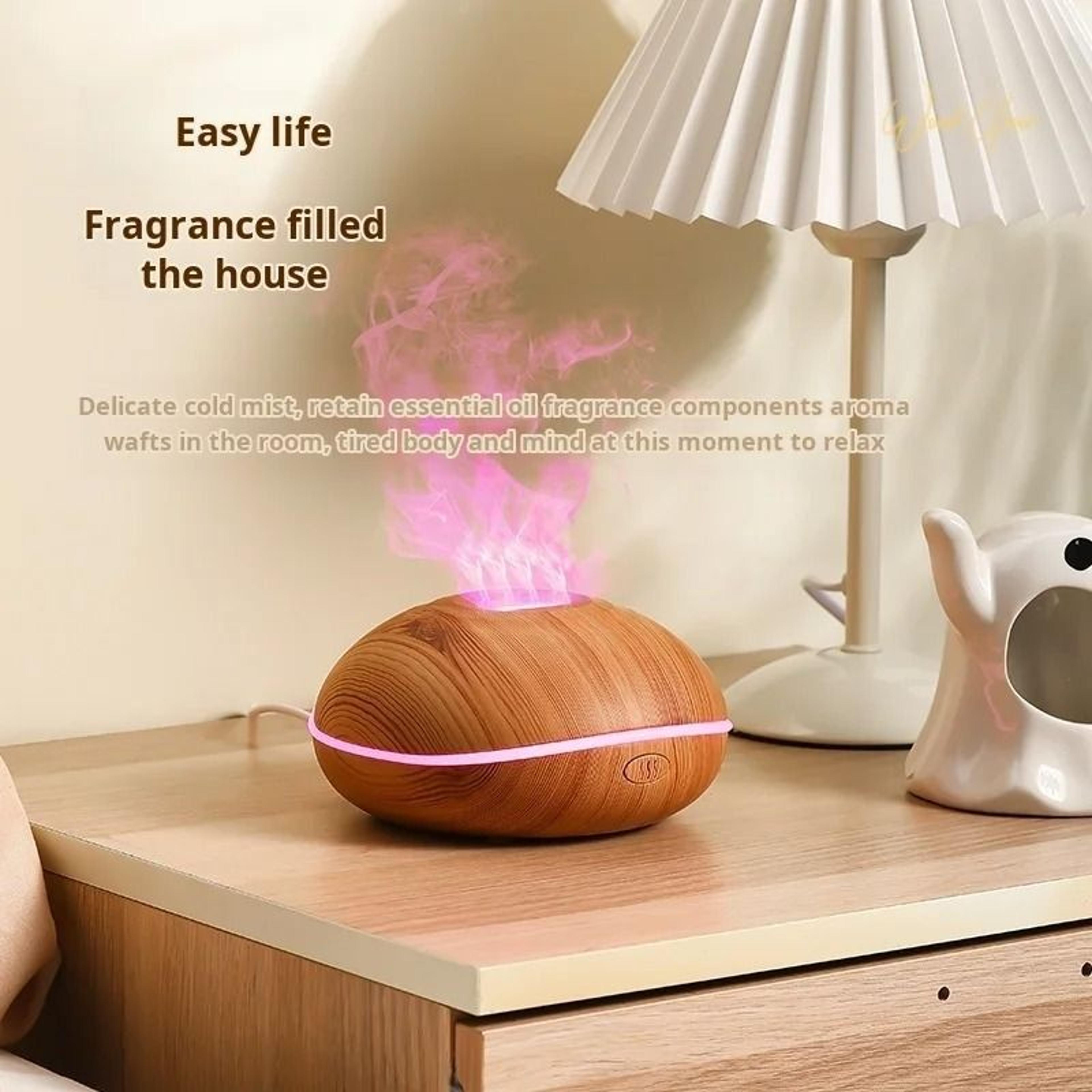 7Color Fire Flame Wood Grain Aromatherapy Diffuser 2