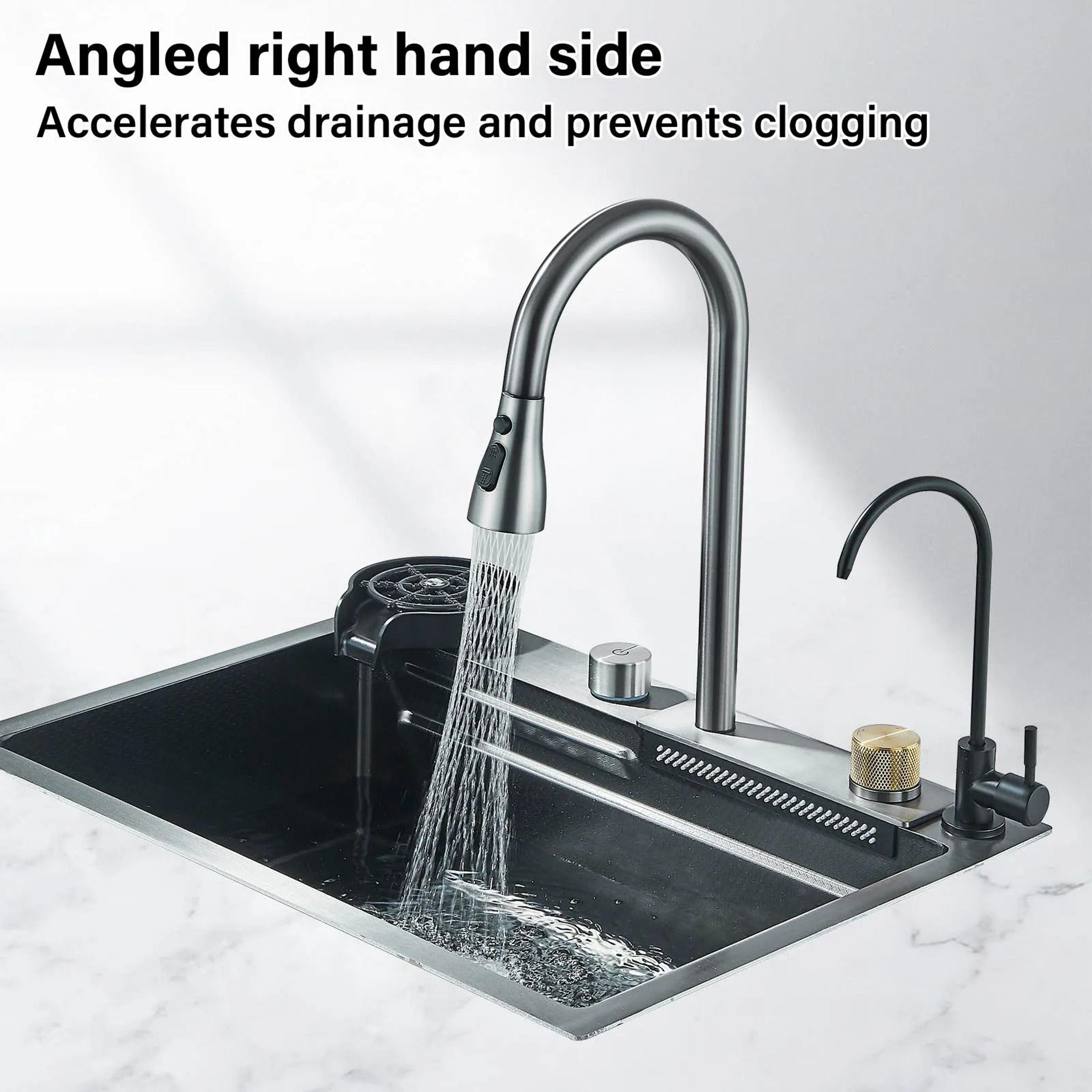 304 Stainless Steel Waterfall Kitchen Sink System 3