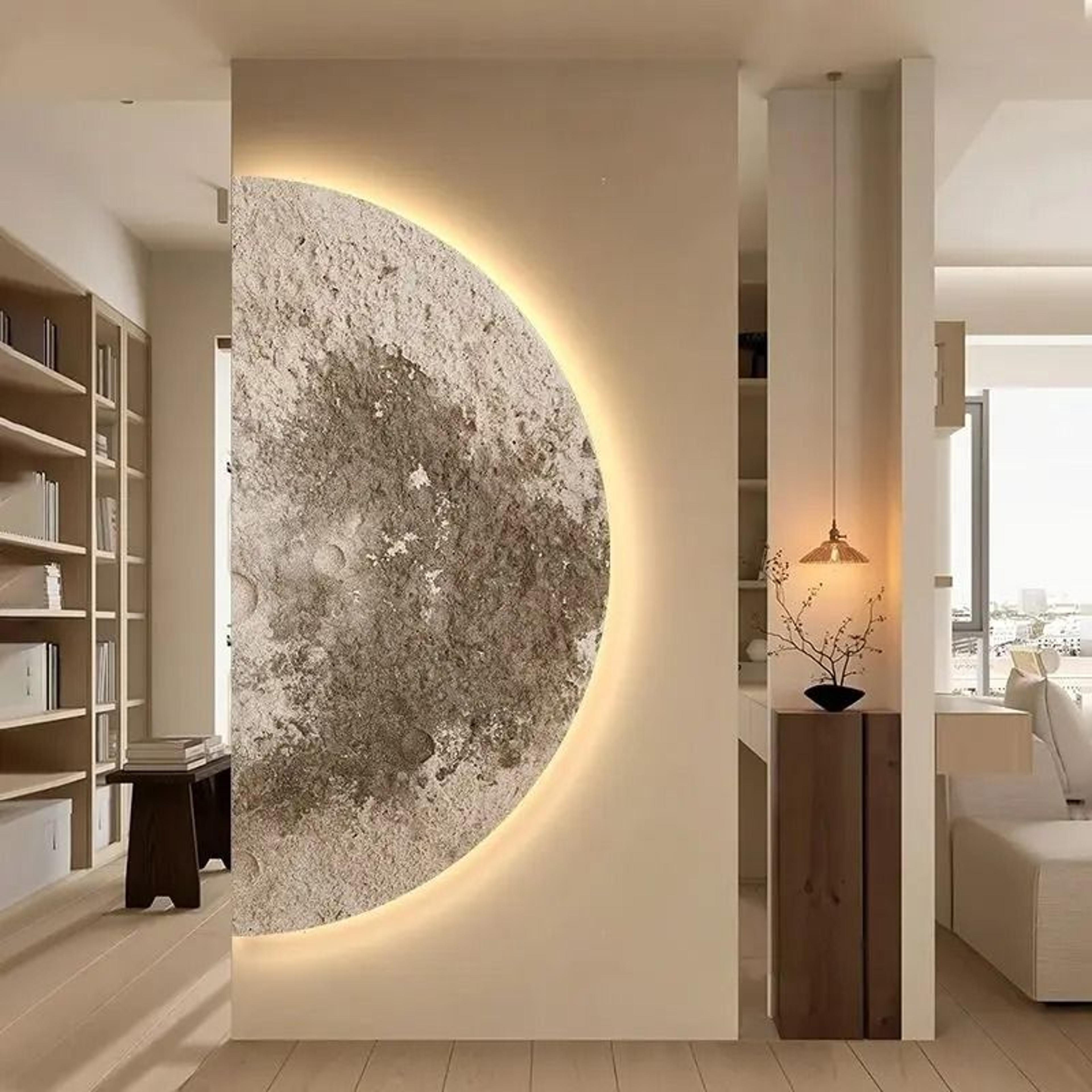 Remote Control Dimming LED Moon Wall Painting Lamp 2