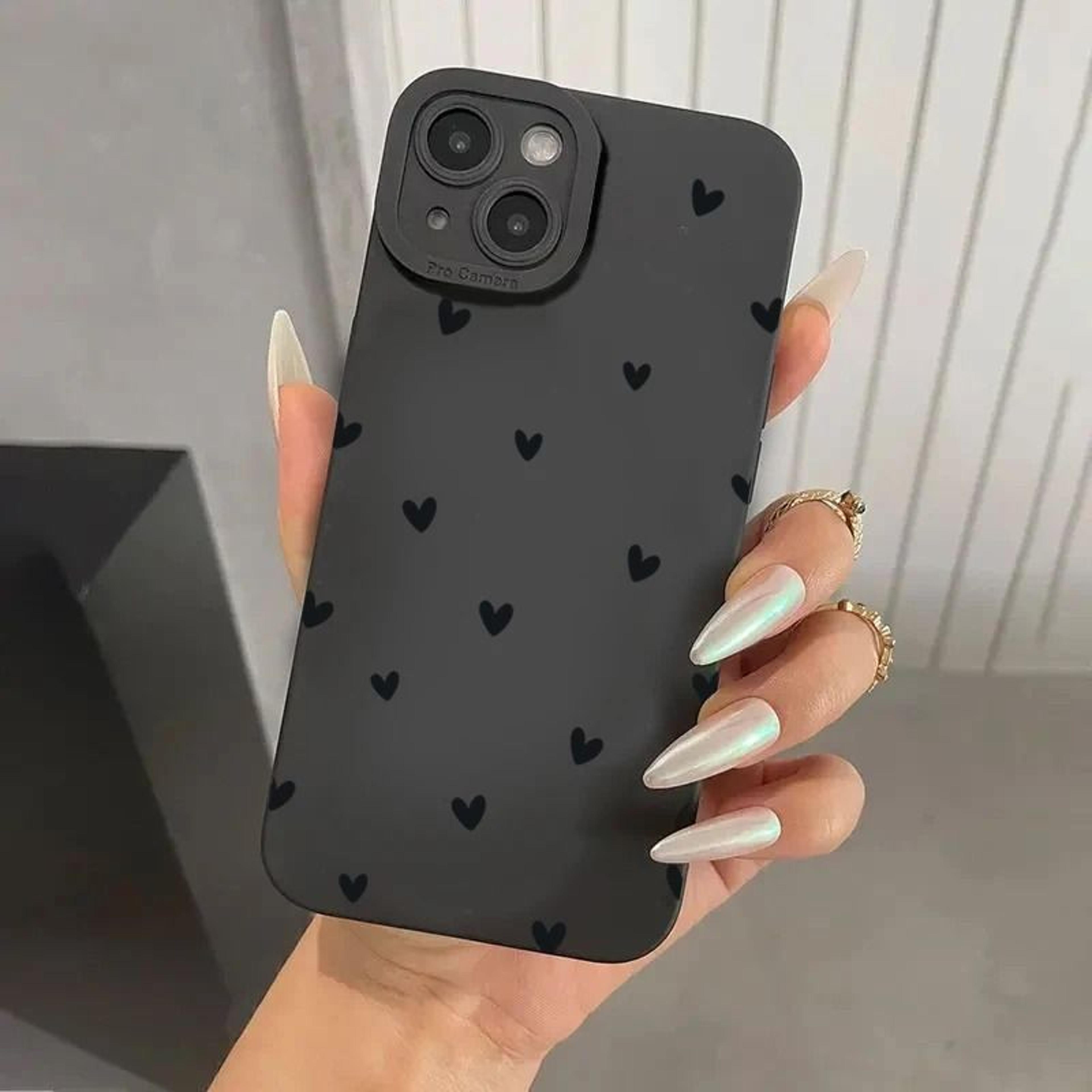 Black Love Heart Shockproof Silicone Phone Case 1