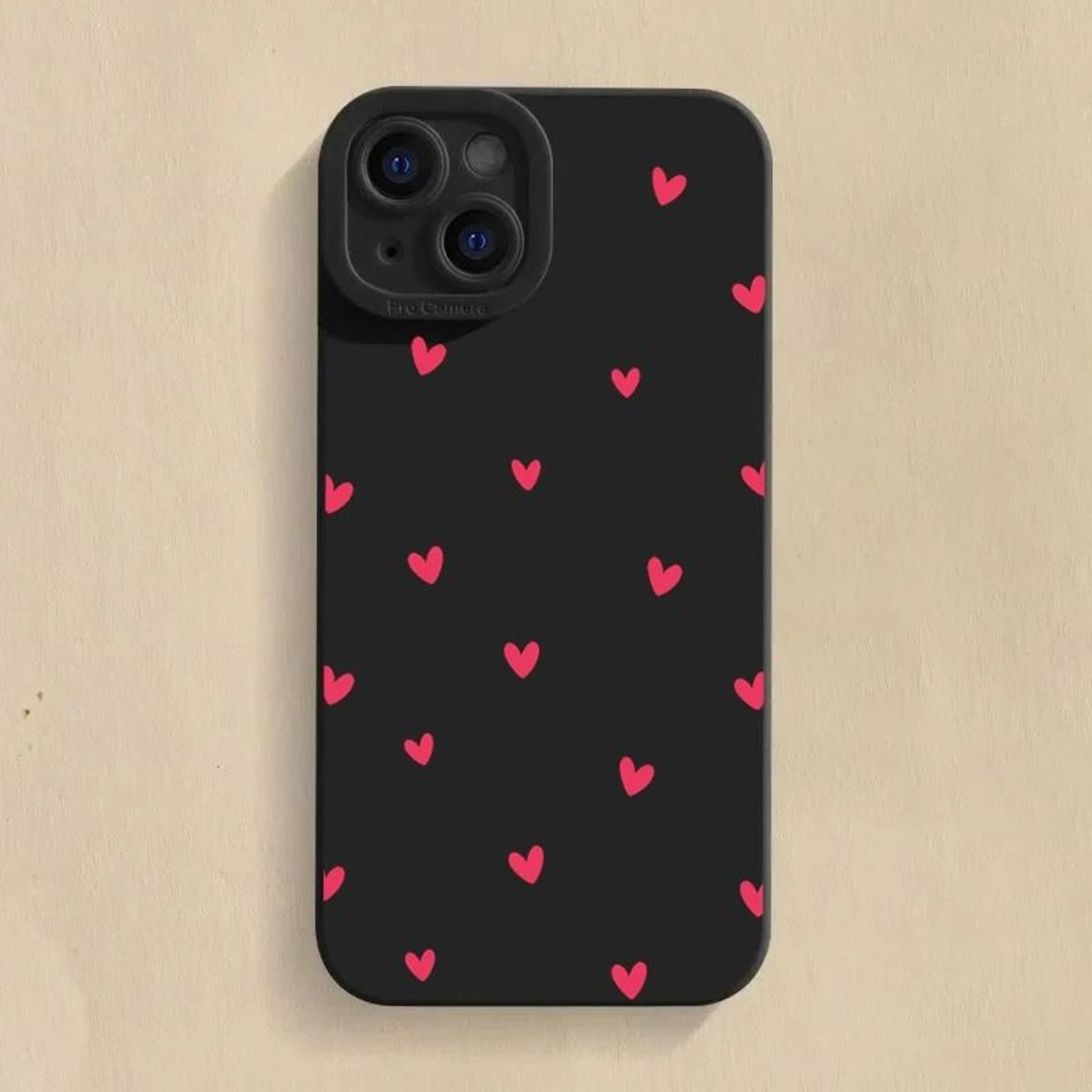 Black Love Heart Shockproof Silicone Phone Case 6