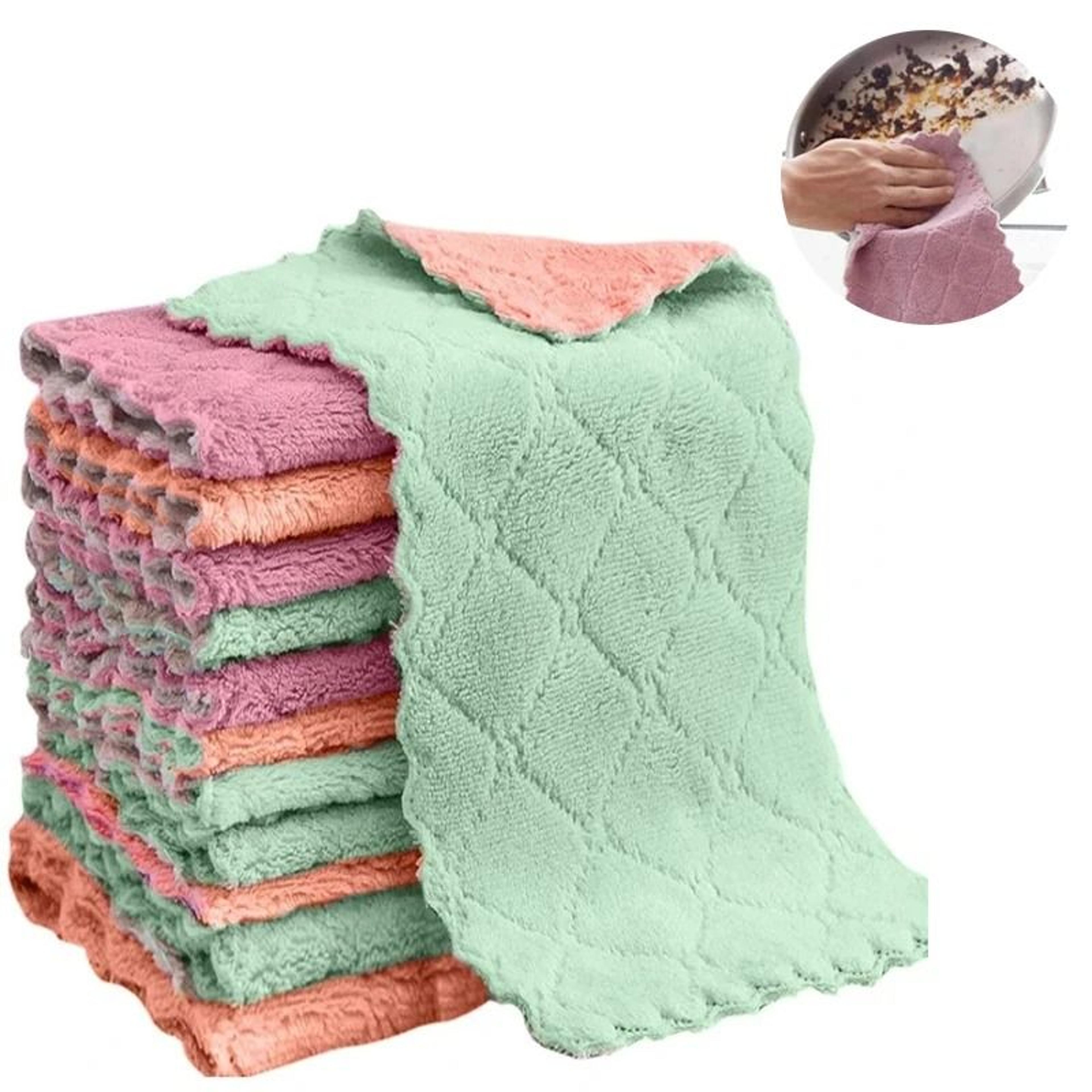 10Piece HighAbsorbency Fiber Dishwashing Cloth Set 0