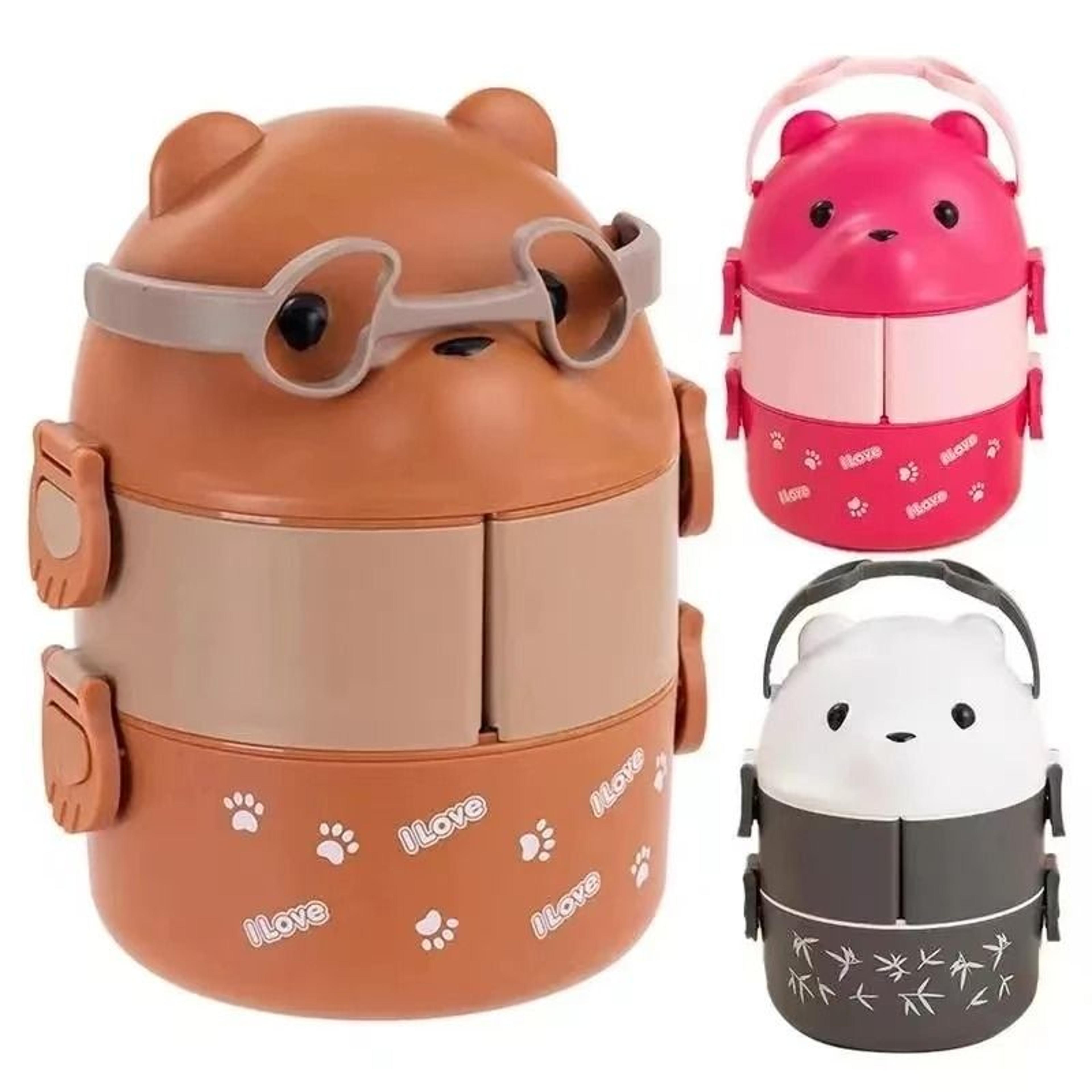 Portable Insulated Stackable Cartoon Bear Bento Set 0