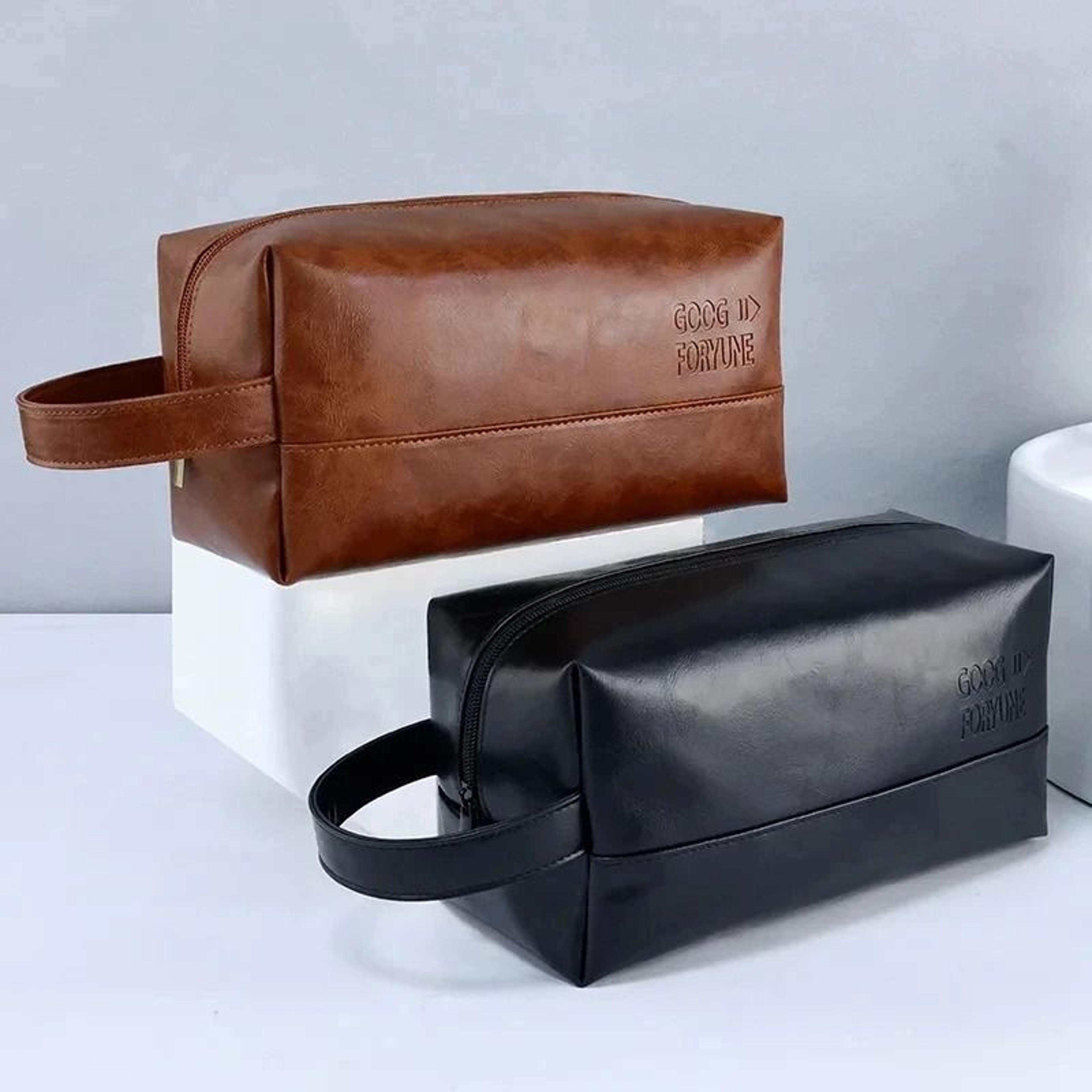 Mens Business PU Leather Travel Toiletry Bag 9