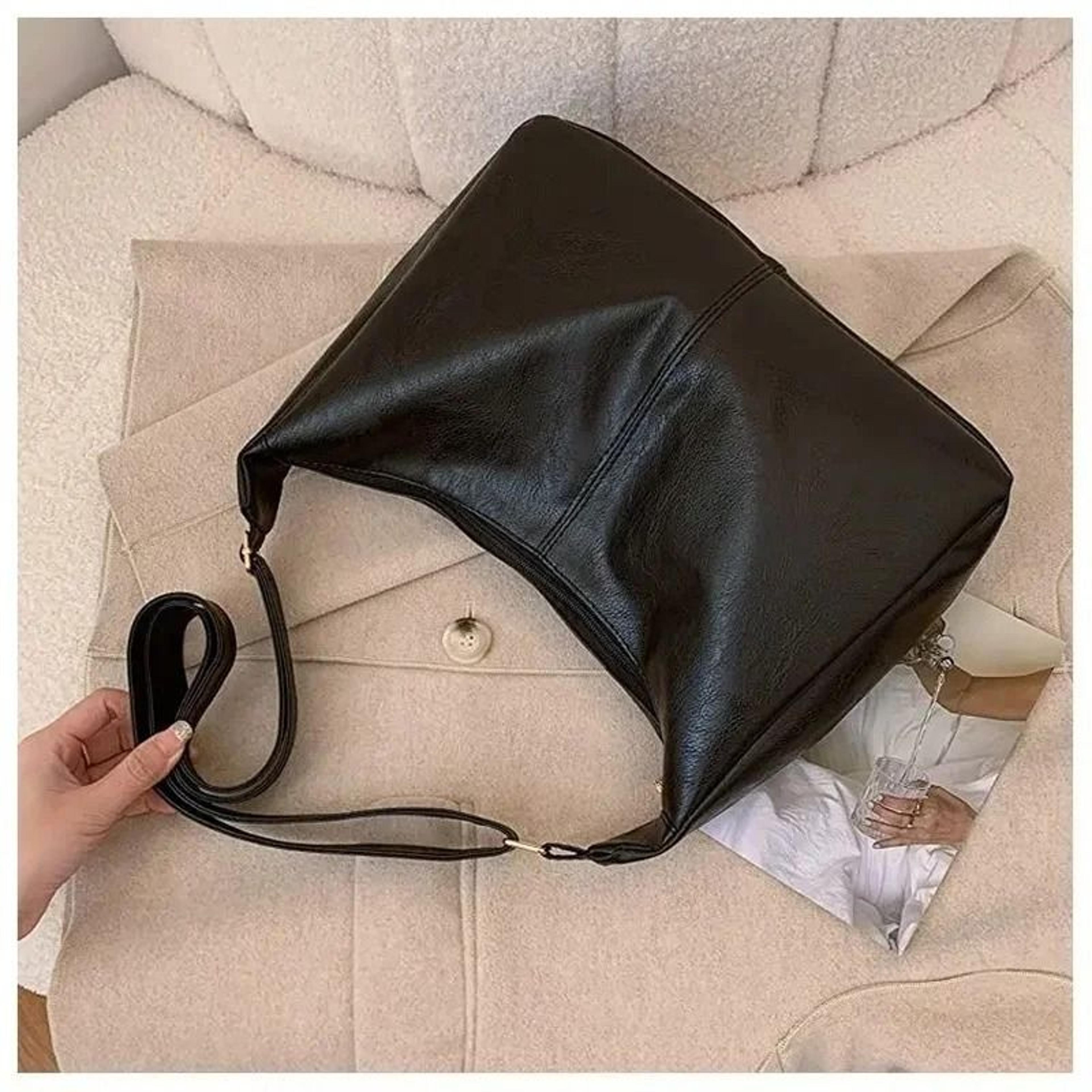 Vintage PU Leather Fashion Commuter Tote And Crossbody Bag 4