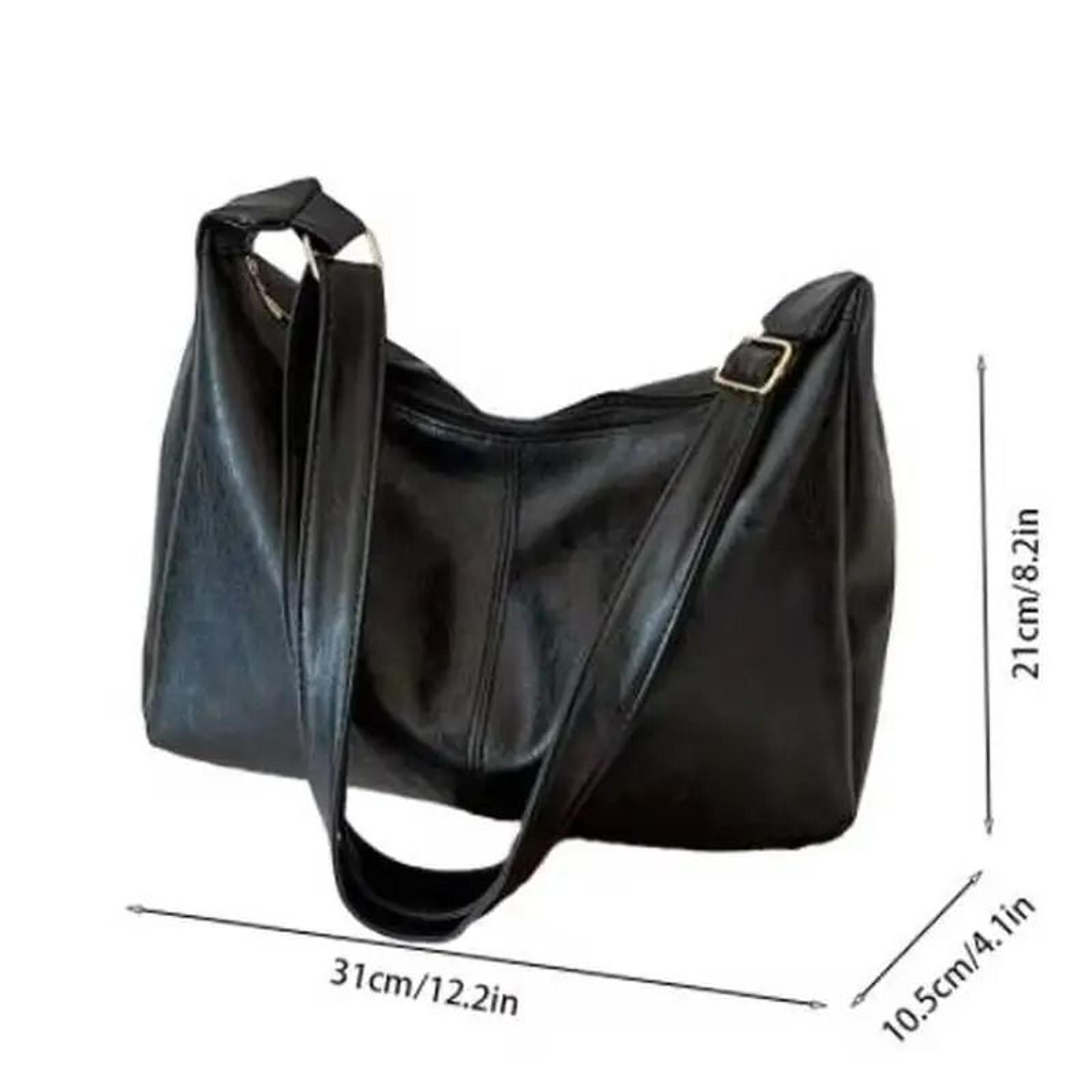 Vintage PU Leather Fashion Commuter Tote And Crossbody Bag 5