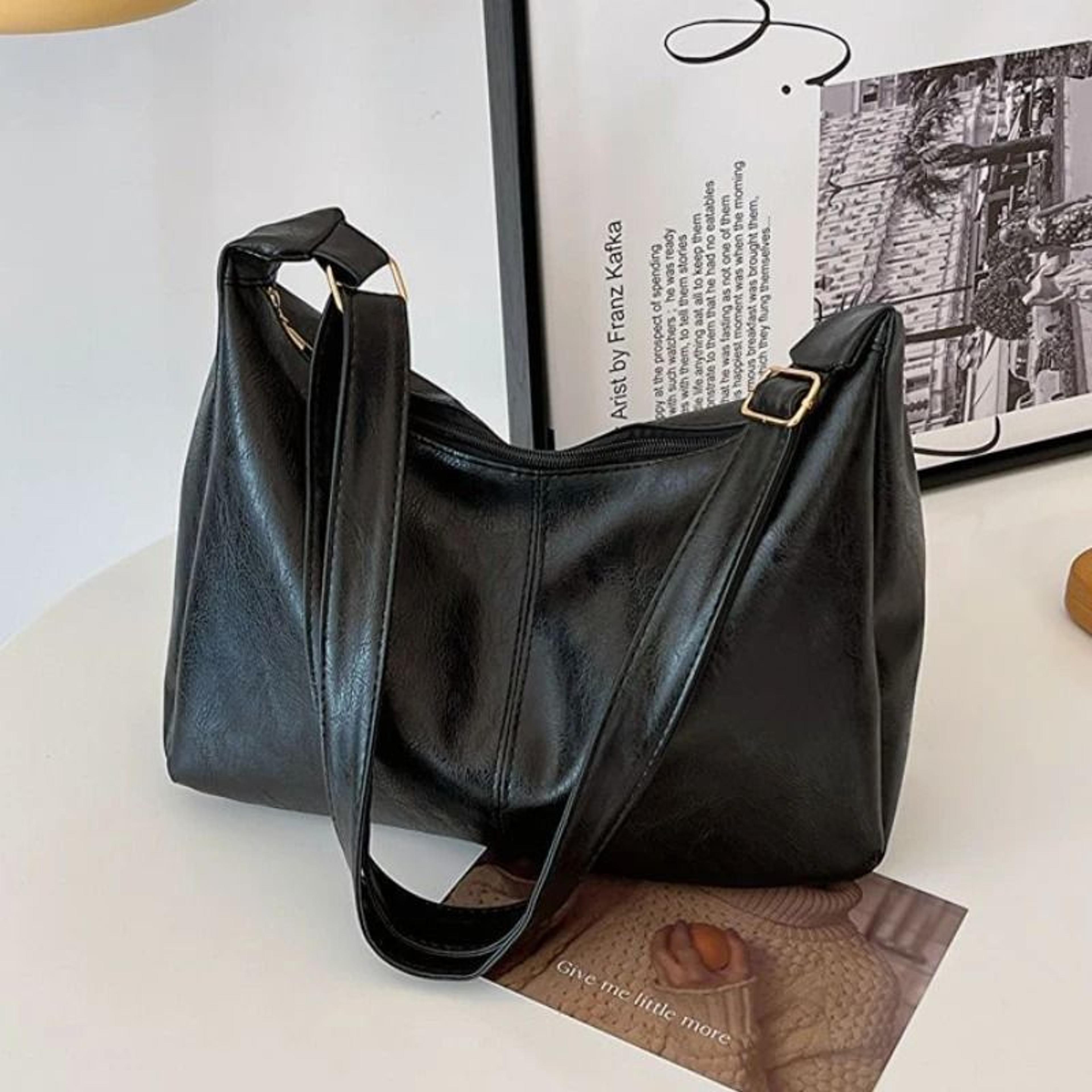 Vintage PU Leather Fashion Commuter Tote And Crossbody Bag 6