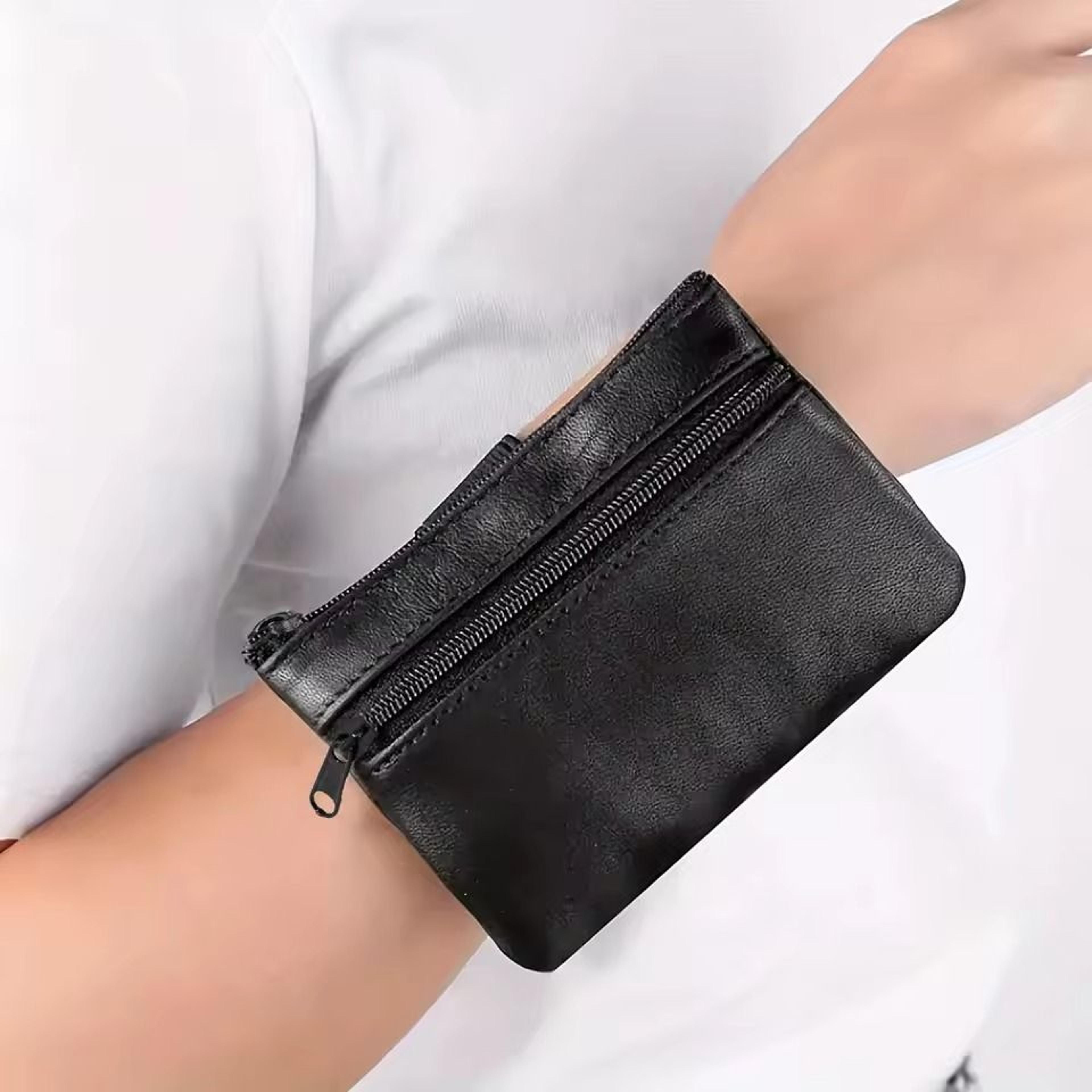 Portable PU Leather Wrist Pouch And Coin Purse 3