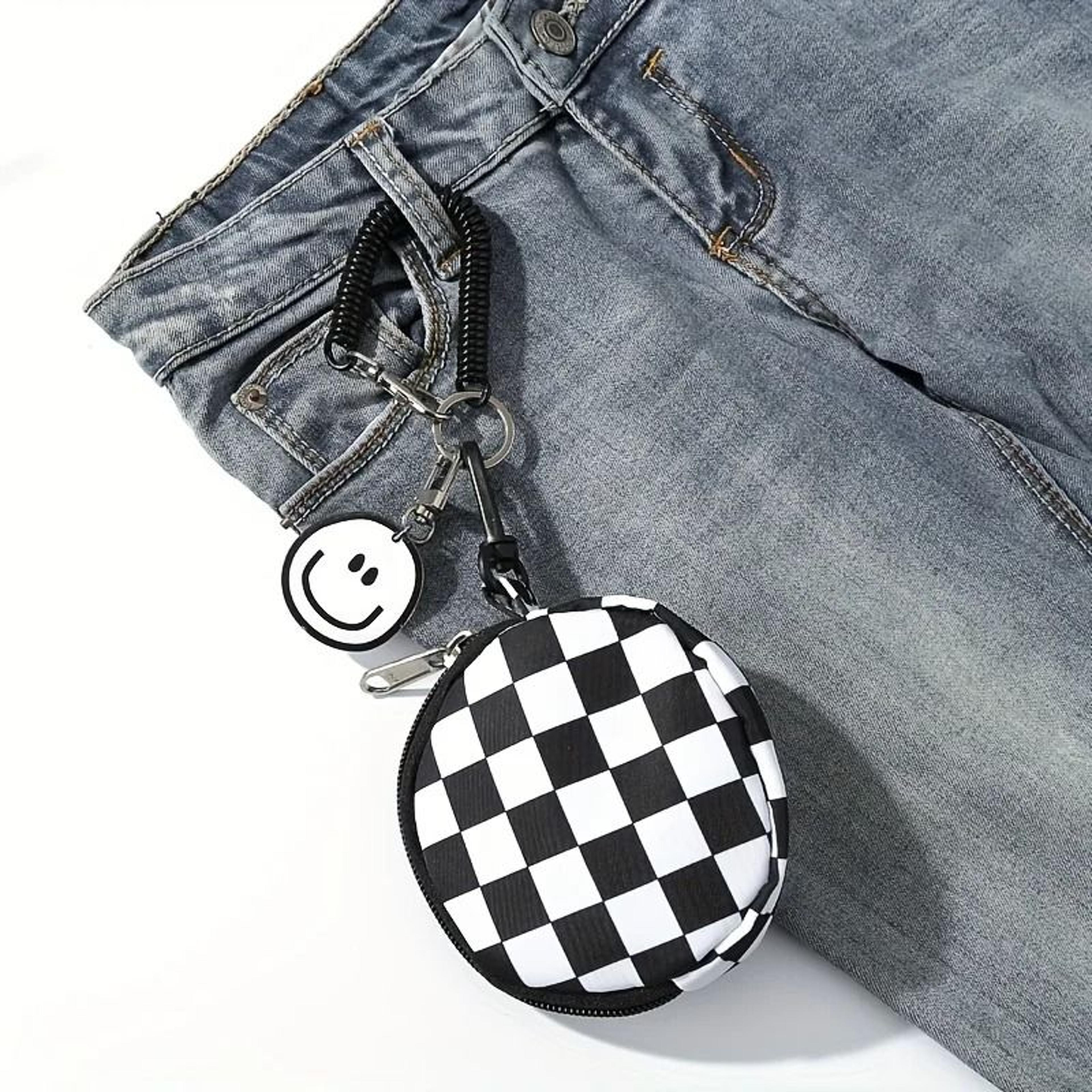 Checkerboard Mini Round Storage Bag And Coin Purse 6