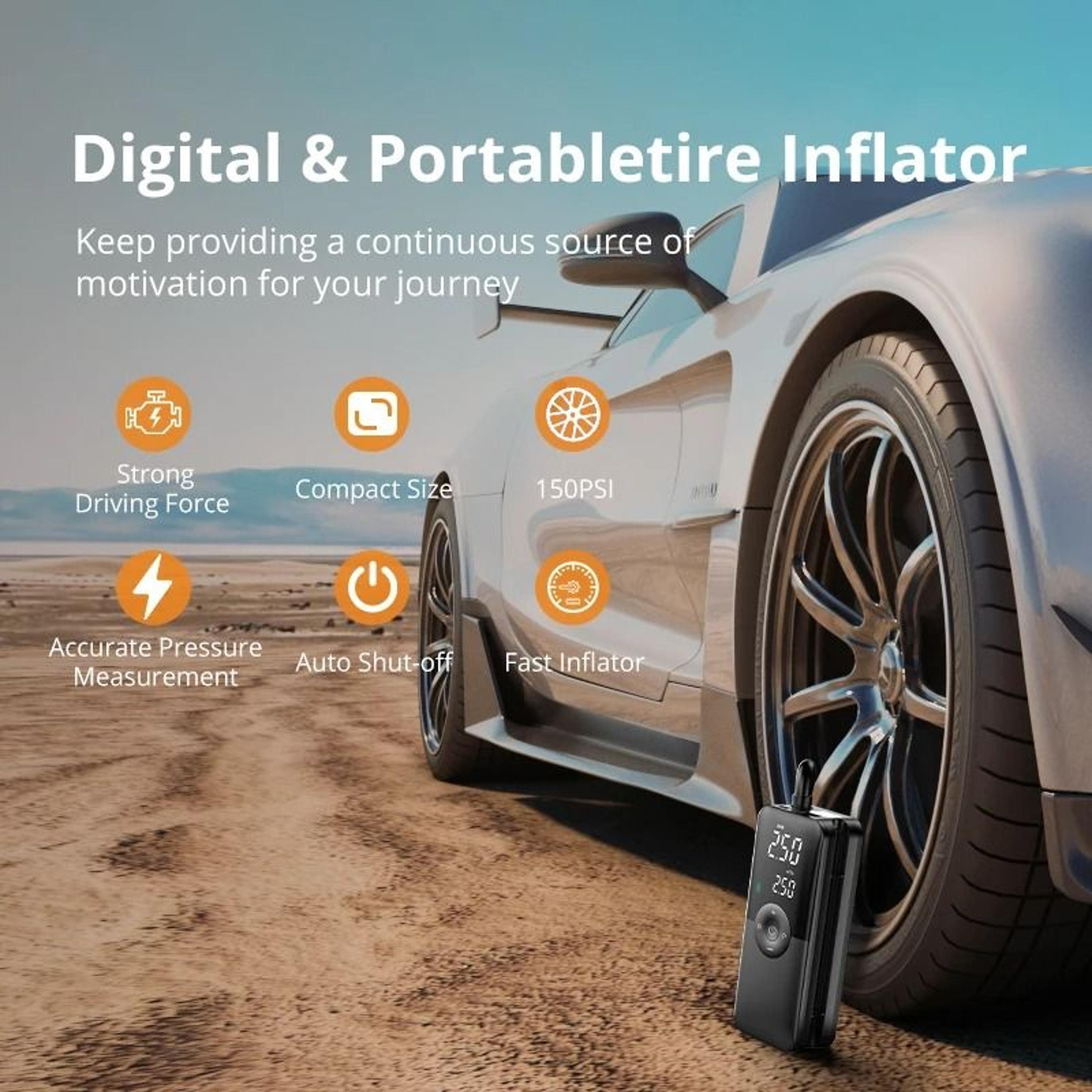 CARSUN Rechargeable Portable Tire Inflator 1