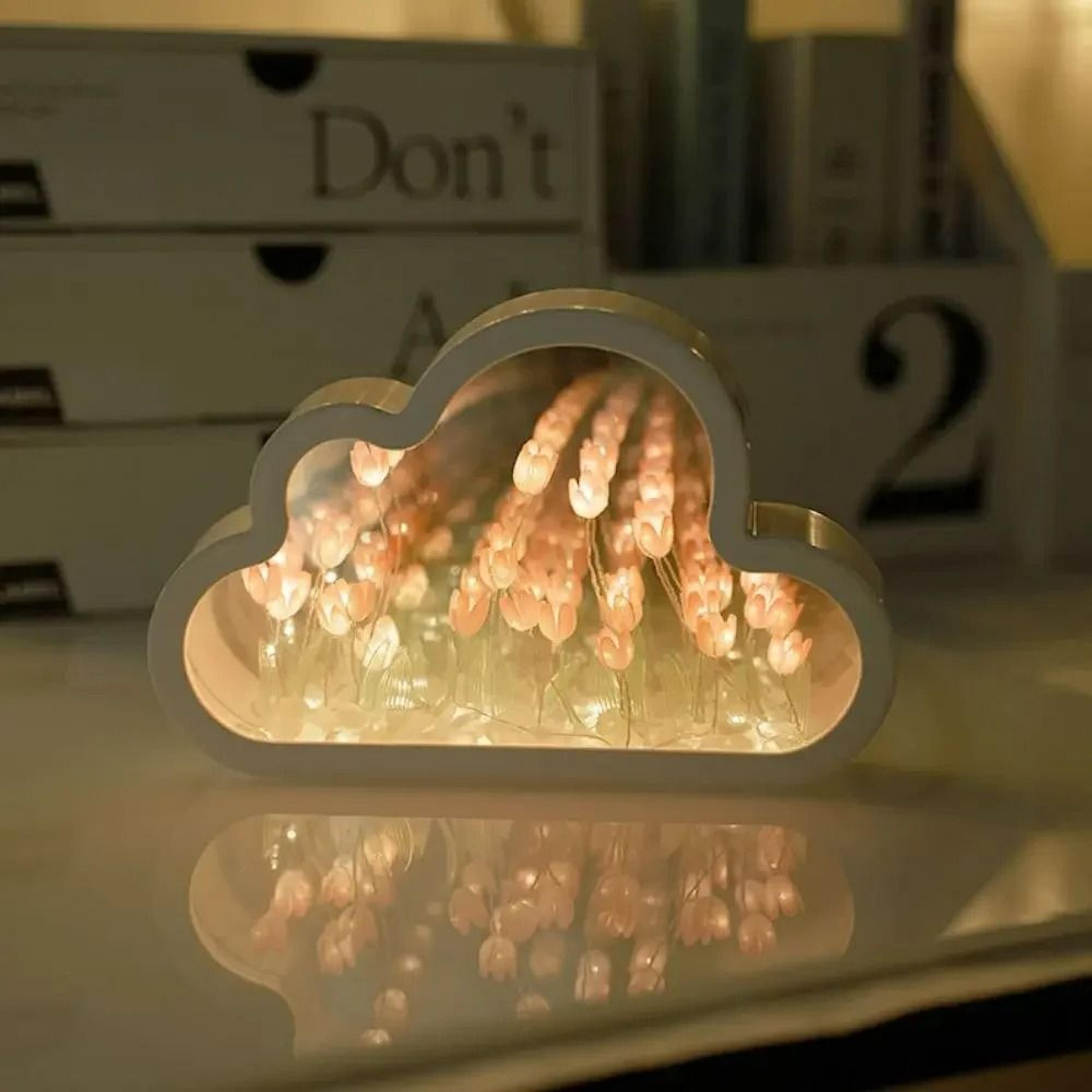 Handmade DIY Cloud Tulip Mirror Lamp 5