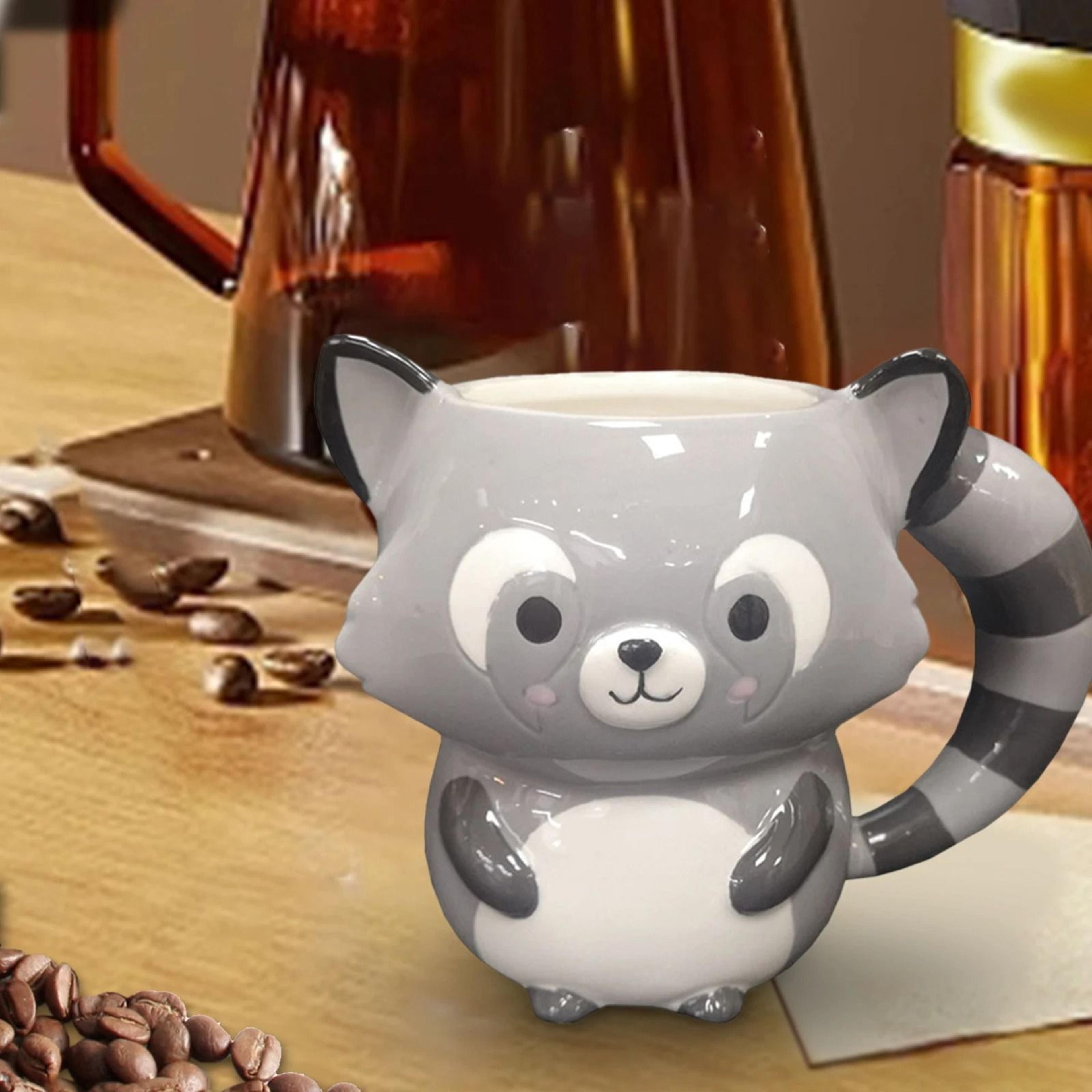 Product Name Childrens Cartoon Ceramic Mug With Bear And Raccoon Designs 1