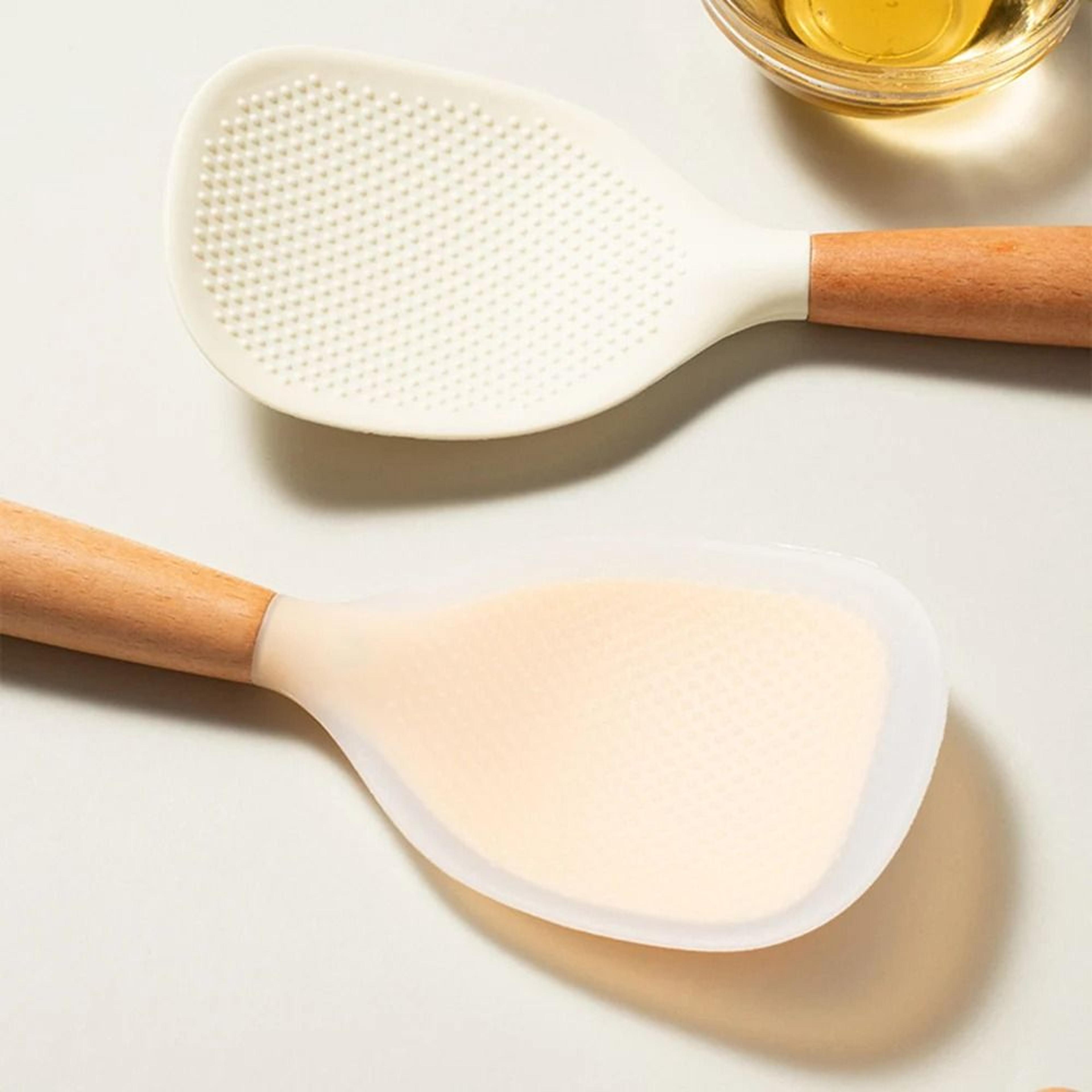 HeatResistant Silicone Rice Shovel With Ergonomic WoodFinish Handle 4